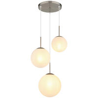 GLOBO Pendelleuchte KOP 30529301 nickel Opal klar Metall Glas H/D: ca. 120x50 cm E27 3 Brennstellen KOP - klar/nickel (50,00/120,00cm) - GLOBO