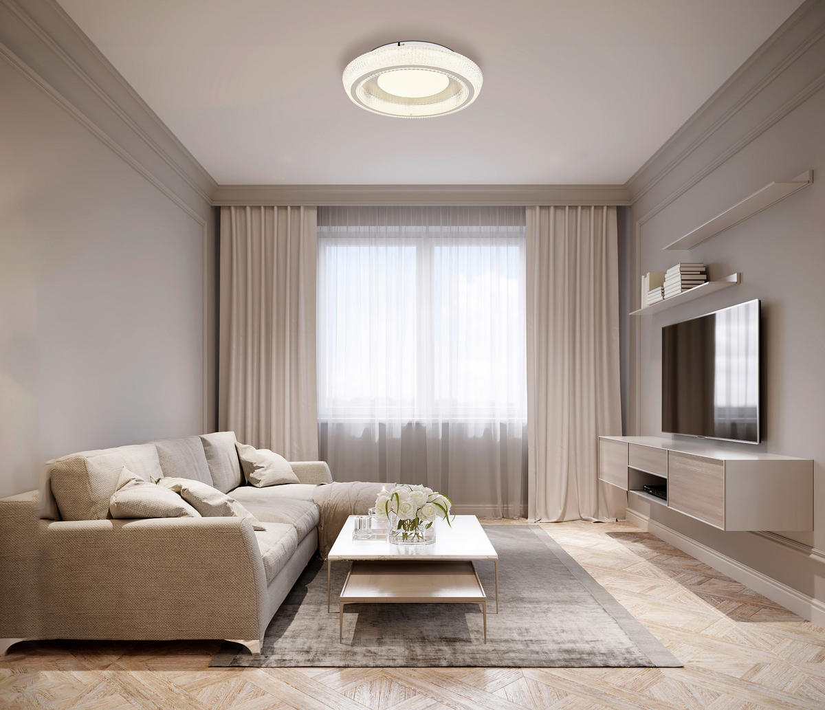 GLOBO LED-Deckenleuchte Opal weiß Metall Acryl H/D: ca. 8,5x40 cm SHARPER - weiß/Opal (40,00/8,50cm) - GLOBO