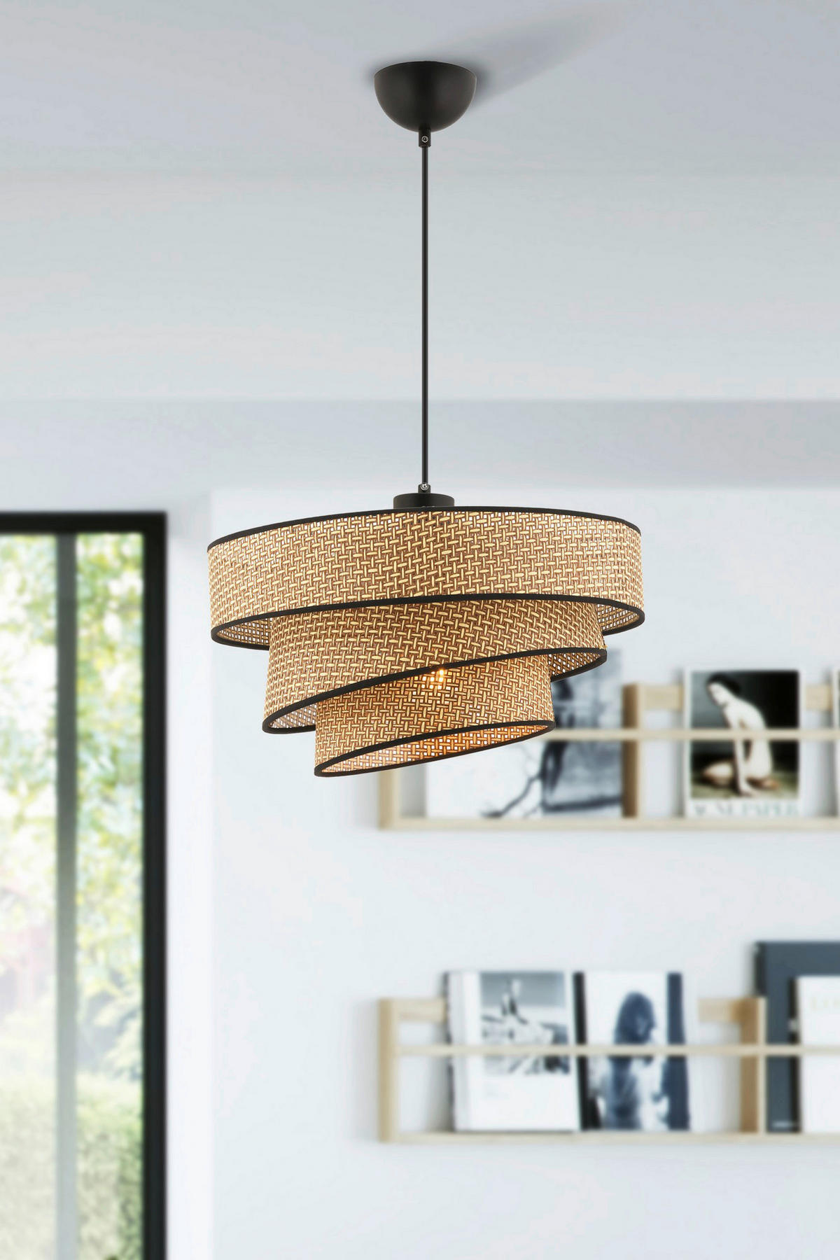 Opviq Pendelleuchte beige schwarz Baumwolle Metall B/H/L: ca. 40x72x40 cm E27 1 Brennstellen Couper Hazeran - beige/schwarz (40,00/40,00/72,00cm) - Opviq