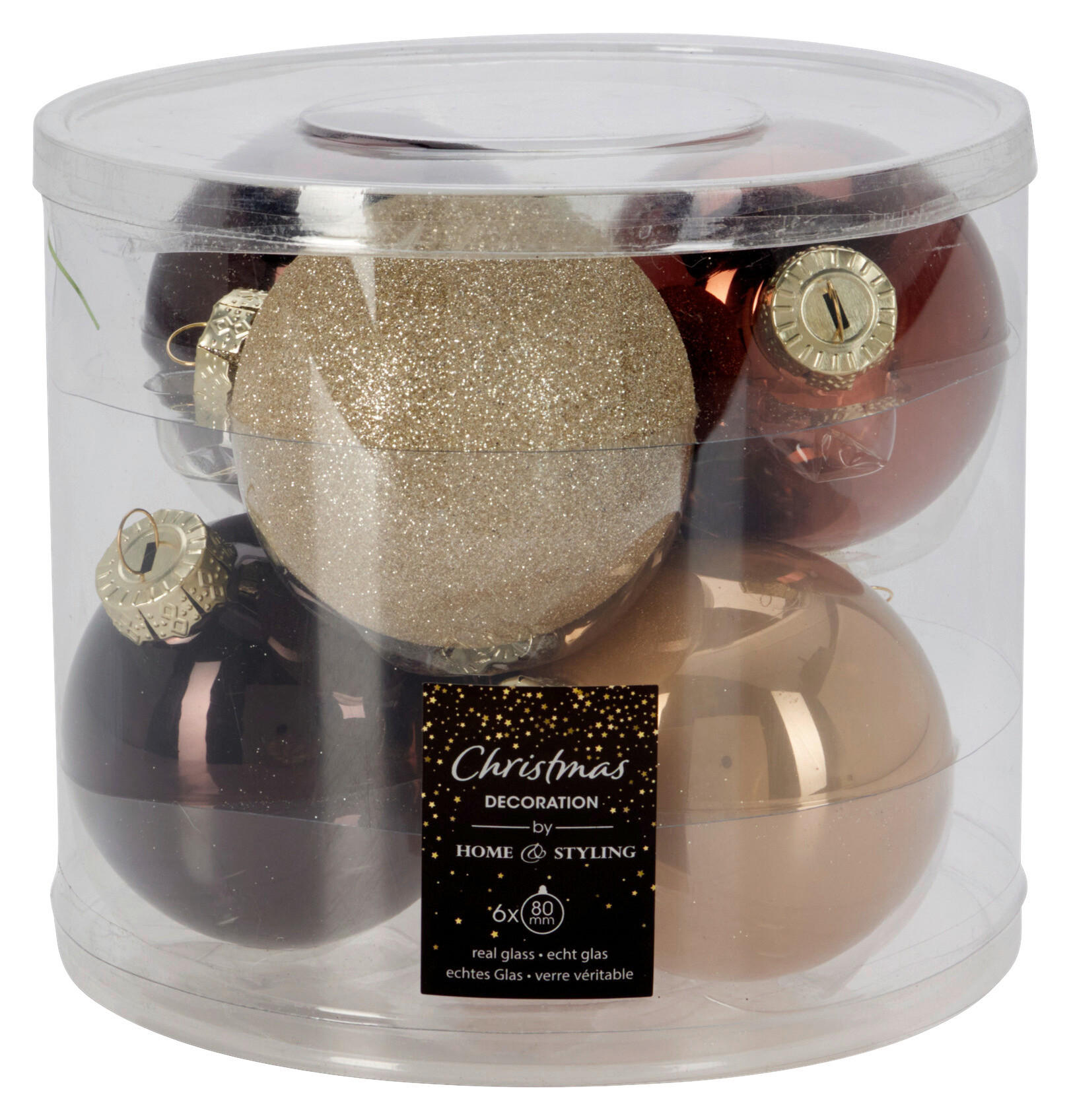 Weihnachtskugel amber D: ca. 8 cm Weihnachtskugeln_6erSet - amber (8,00cm)