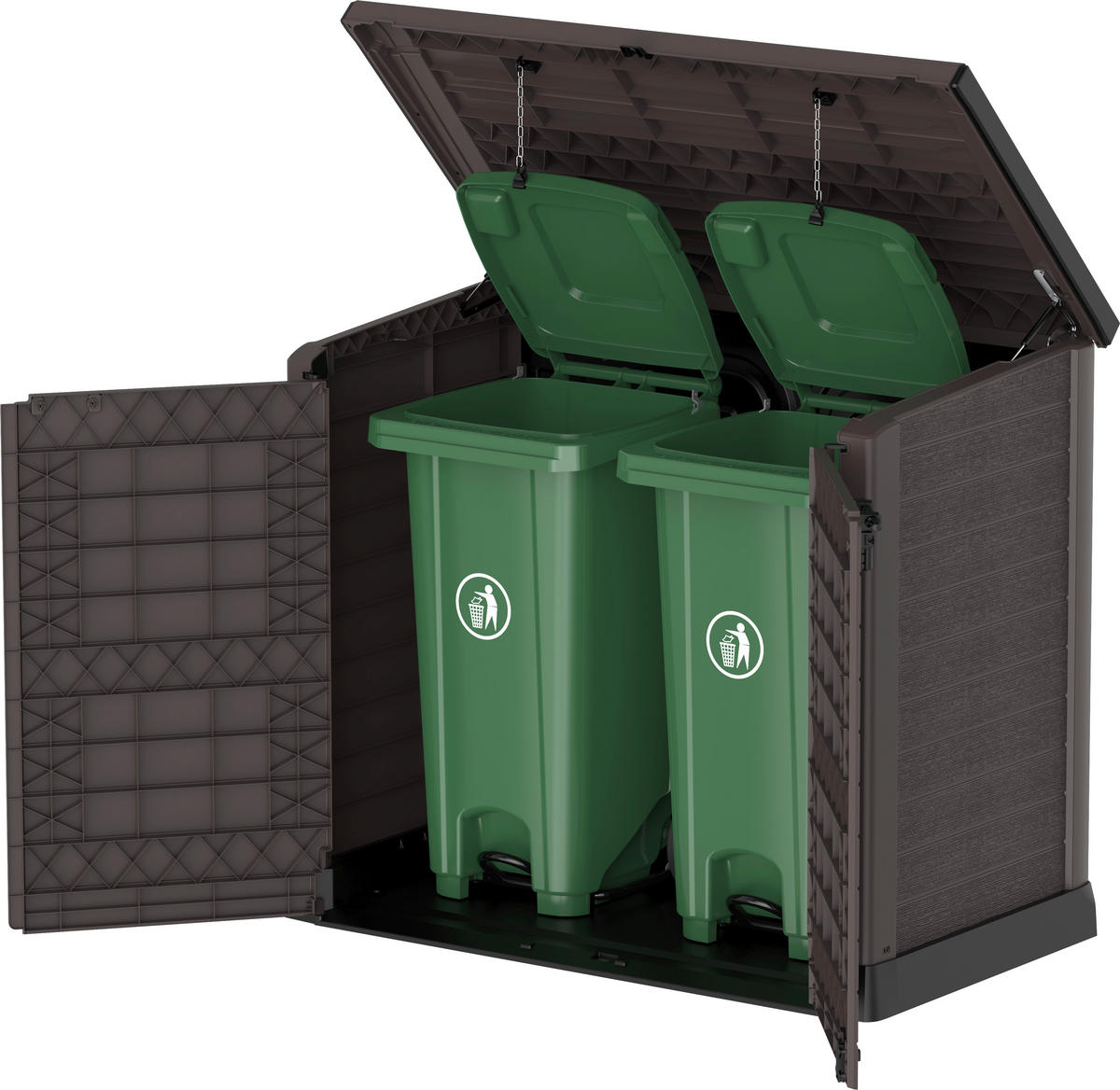 VCM Mülltonnenbox 2er StoreAway braun Kunststoff B/H/L: ca. 145x125x83 cm StoreAway - braun (83,00/145,00/125,00cm) - VCM