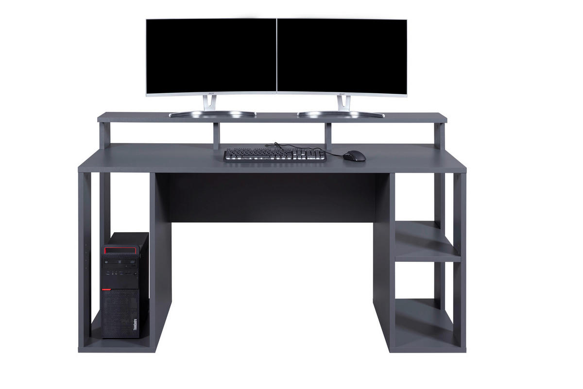 Schreibtisch Match Point anthrazit beschichtet Nachbildung B/H/L: ca. 91x76,5x160 cm Match Point - anthrazit (160,00/91,00/76,50cm) - Inter Link