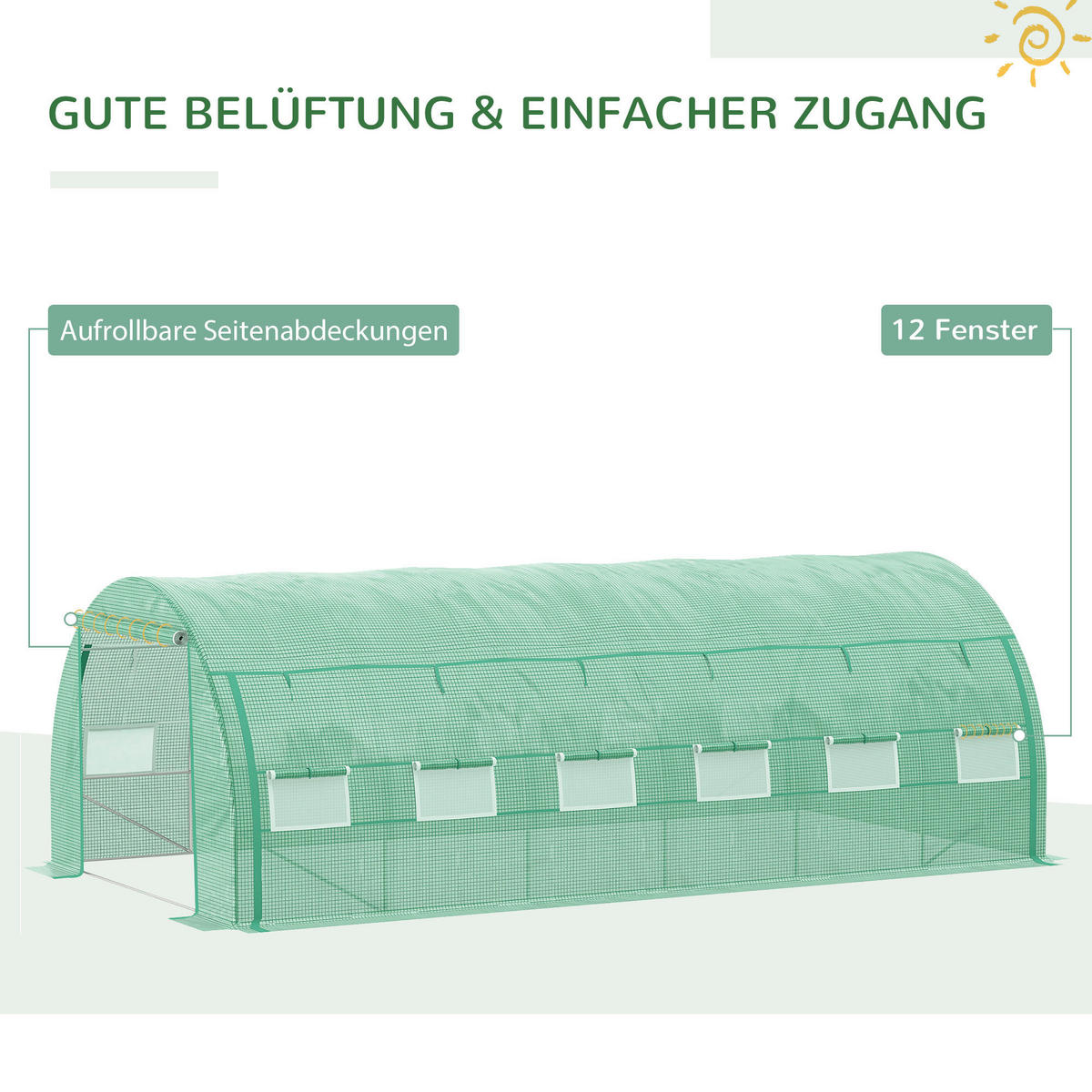 Outsunny Gewächshaus B/H/L: ca. 300x200x590 cm Gewächshaus - grün (590,00/300,00/200,00cm) - Outsunny