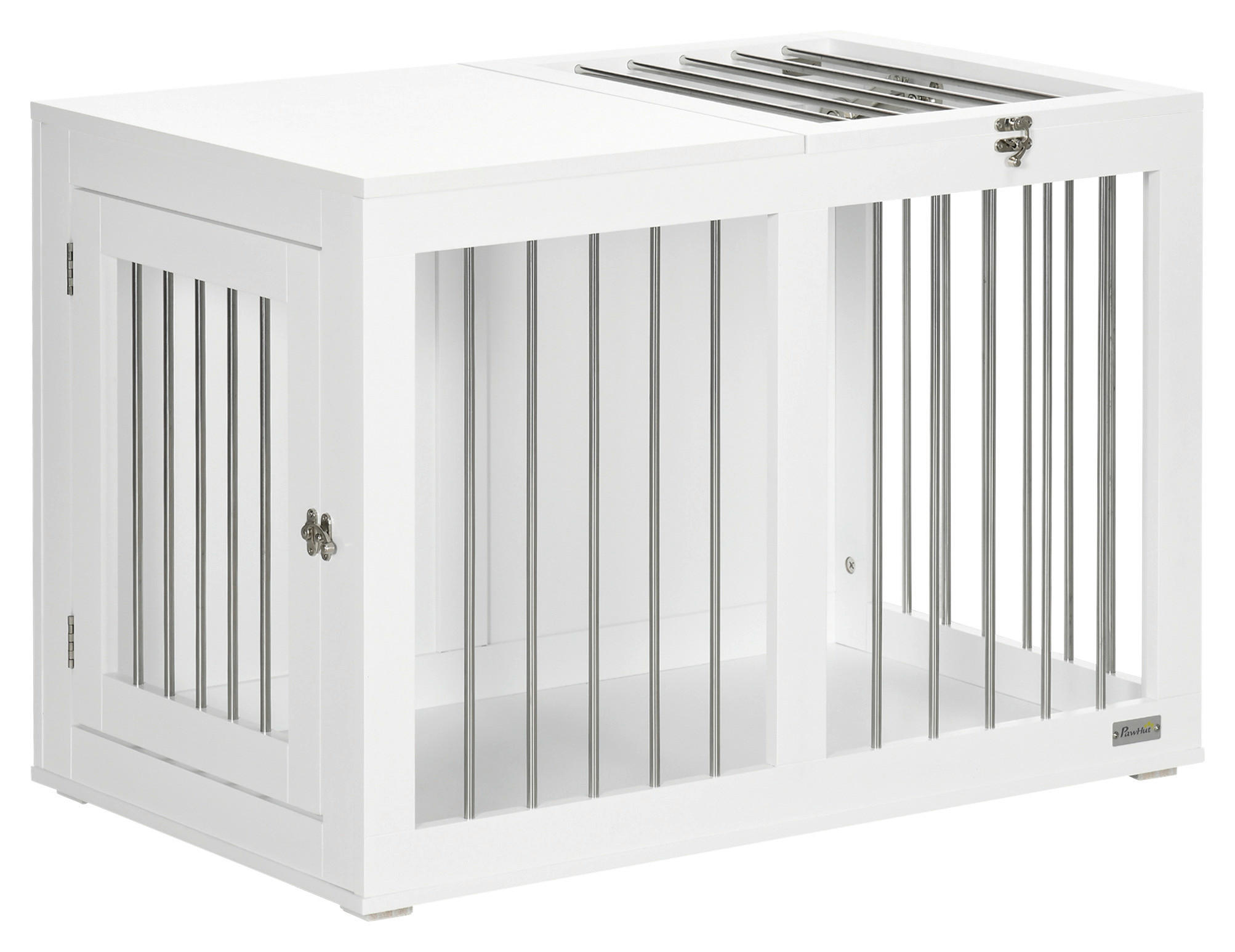 PawHut Hunde-Zubehör weiß Edelstahl B/H/L: ca. 50x80x56,5 cm Hundekäfig - weiß (56,50/50,00/80,00cm) - PawHut