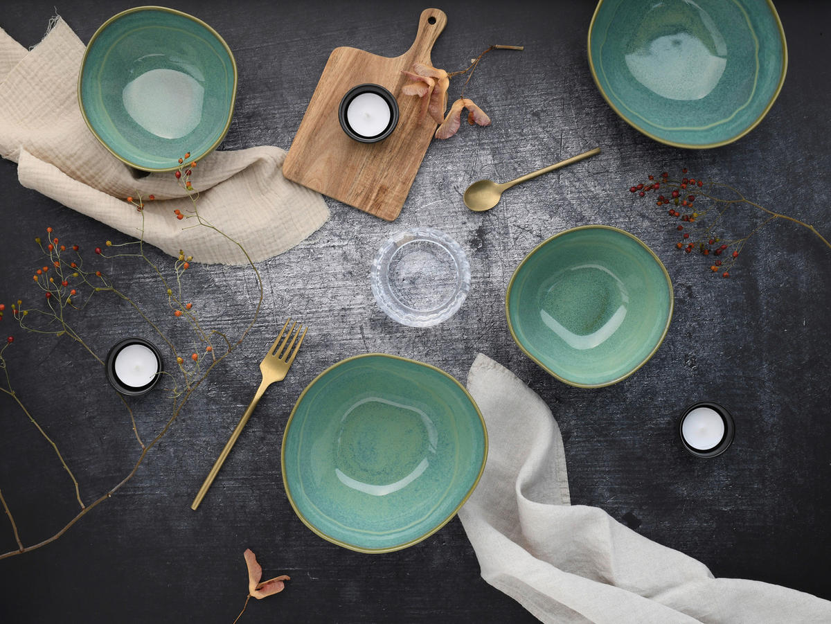 CreaTable Bowl-Set Basalt Bio olive Steinzeug Basalt Bio - olive - CreaTable