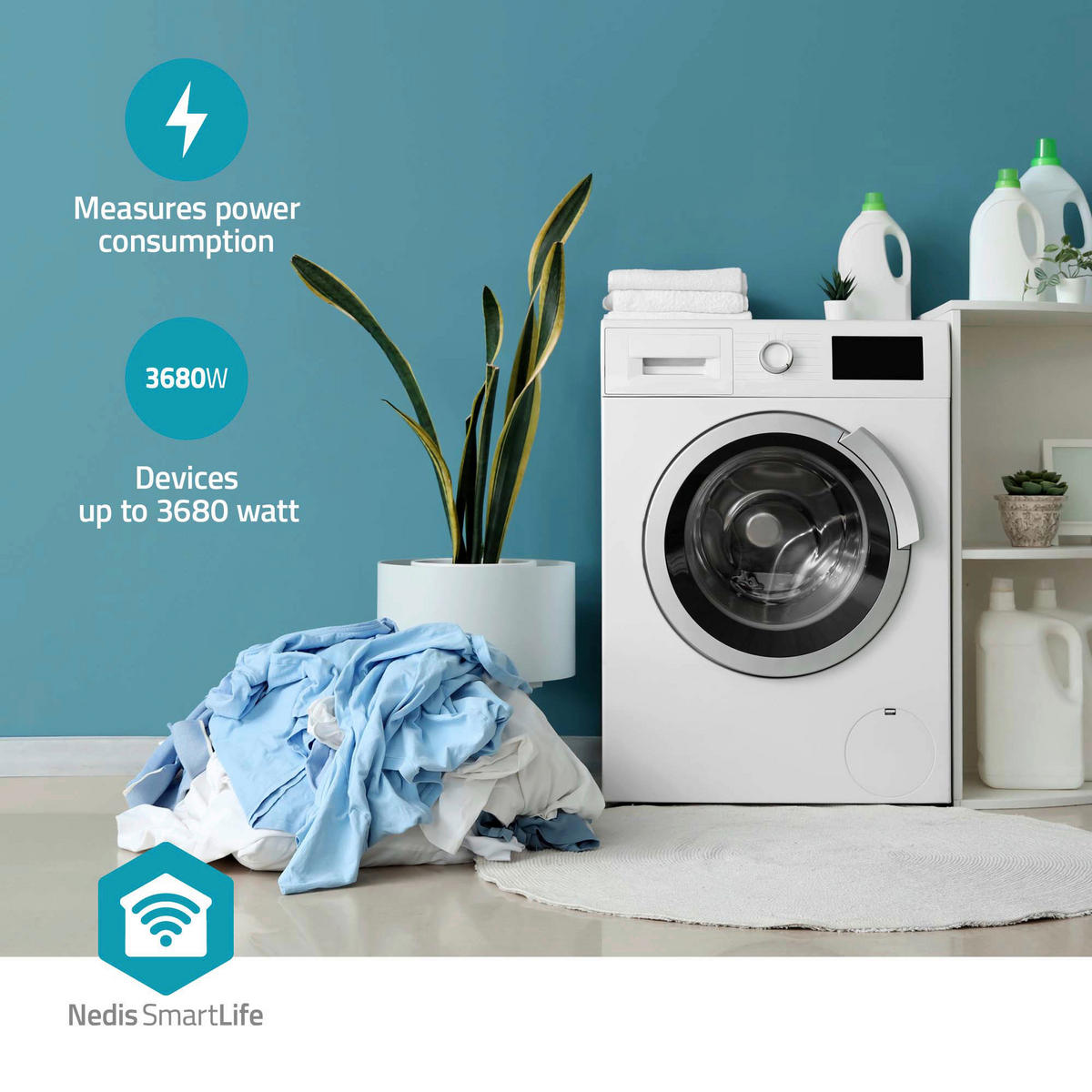 Nedis Smart-Stecker weiß Kunststoff B/H/L: ca. 5,47x8,25x5,47 cm SmartLife - weiß (5,47/5,47/8,25cm) - Nedis