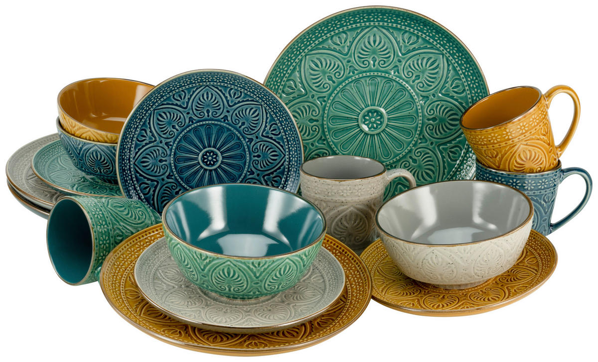 CreaTable Kombiservice Samarkand multicolor Steinzeug 16 tlg. Samarkand - multicolor - CreaTable