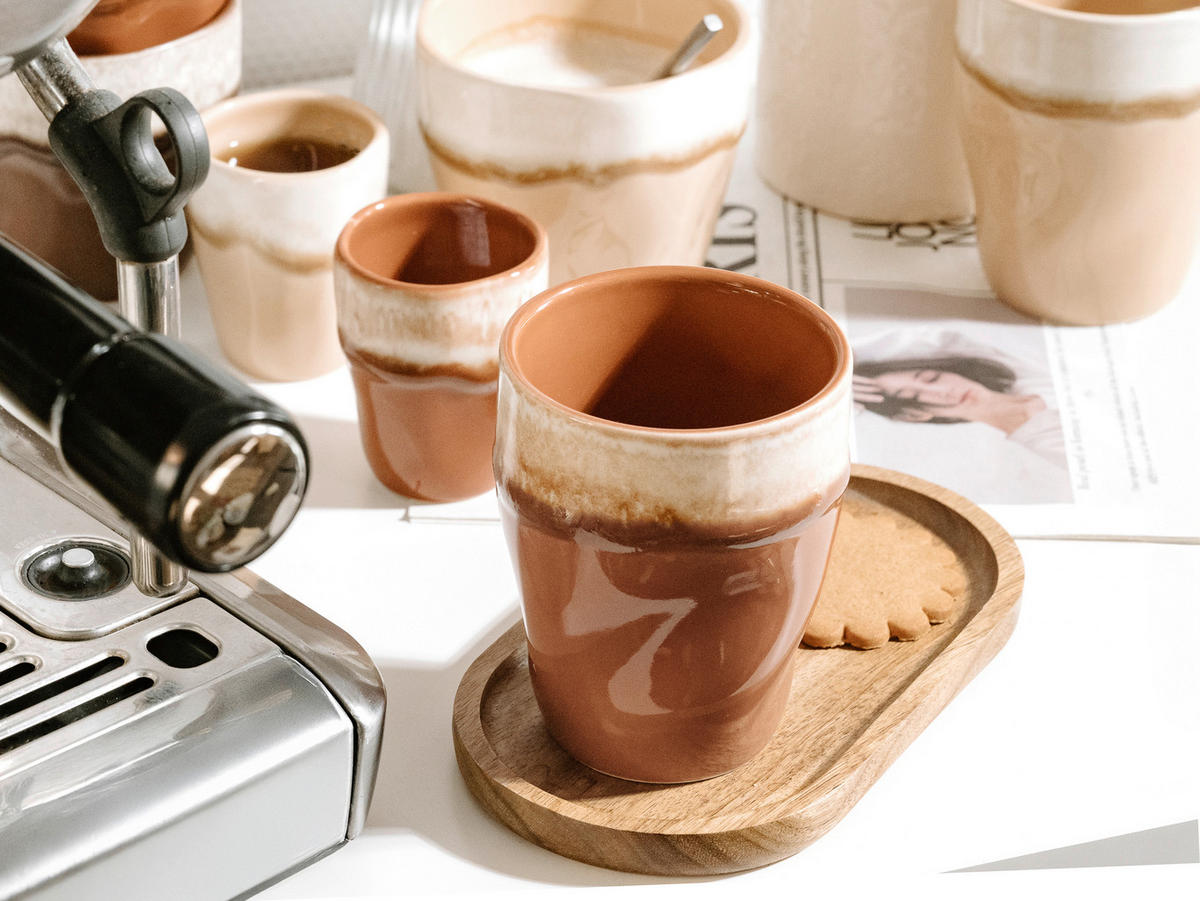 CreaTable Kaffeetassenset Squeezy Mocha braun Steinzeug 4 tlg. Squeezy Mocha - braun - CreaTable