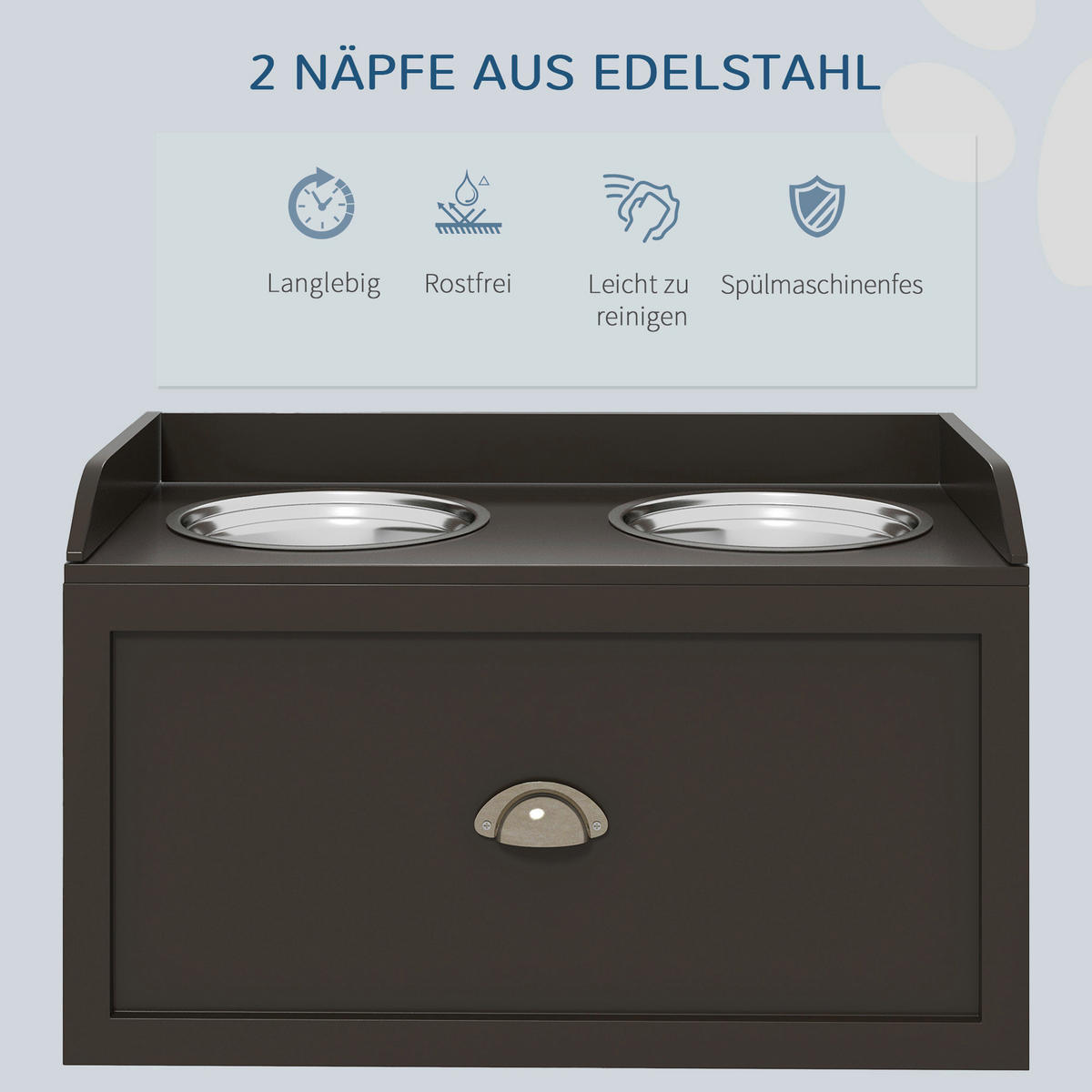 PawHut Hunde-Zubehör braun Edelstahl B/H/L: ca. 30x60x36 cm Hundenapf - braun (36,00/30,00/60,00cm) - PawHut