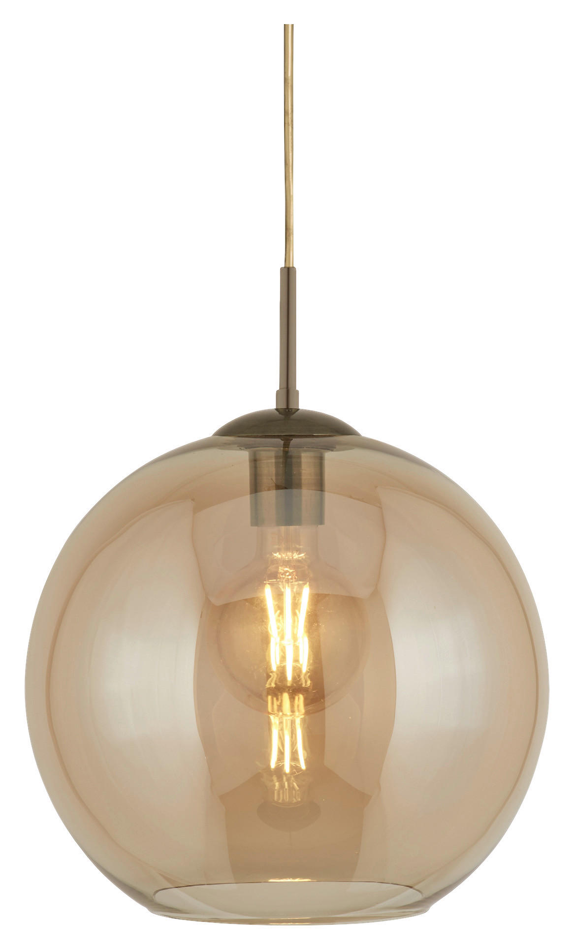 Searchlight Pendelleuchte messing Stahl Glas B/H/L/D: ca. 25x120x25x25 cm E27 1 Brennstellen Balls - messing (25,00/25,00/120,00cm) - Searchlight