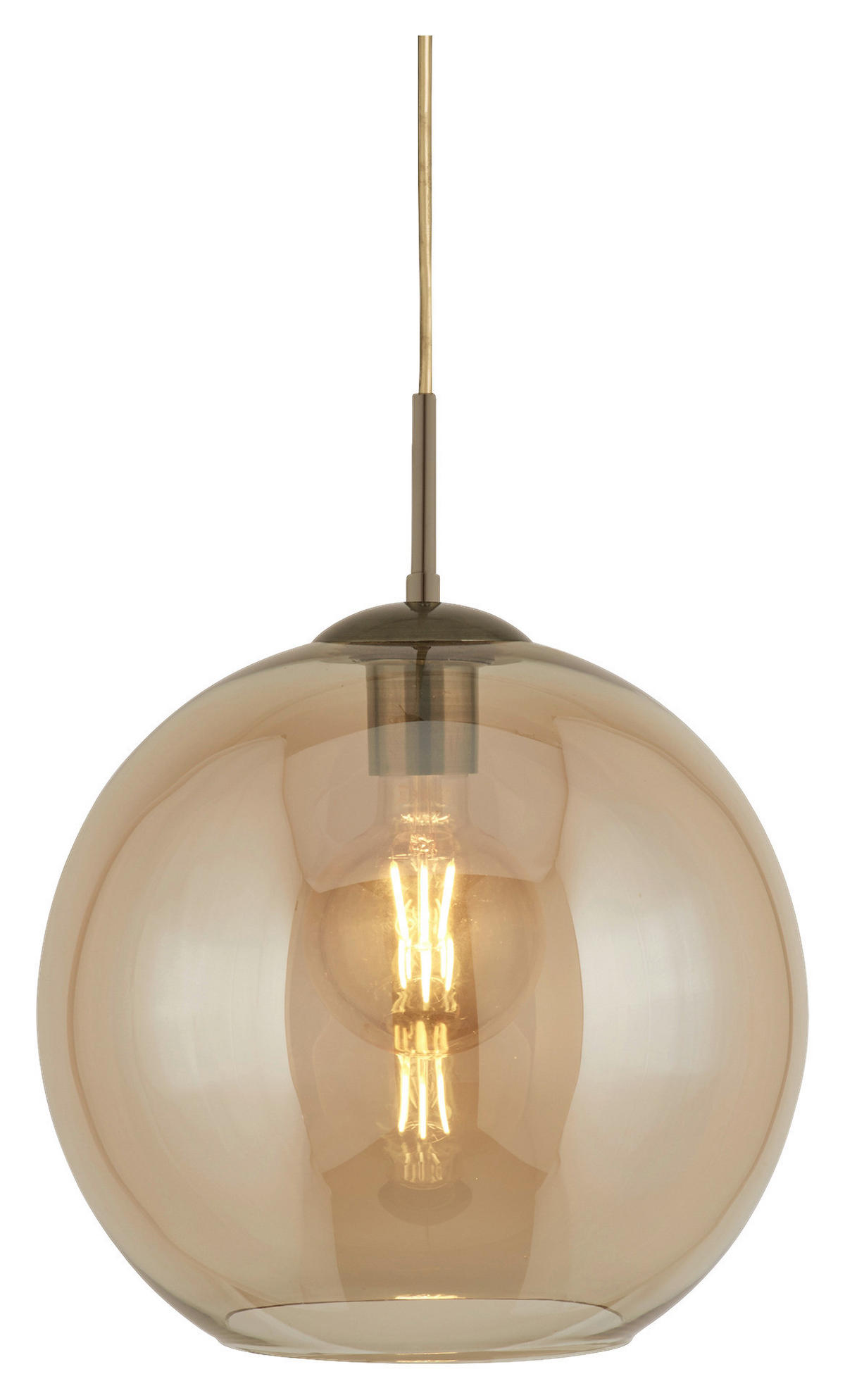 Searchlight Pendelleuchte messing Stahl Glas B/H/L/D: ca. 25x120x25x25 cm E27 1 Brennstellen Balls - messing (25,00/25,00/120,00cm) - Searchlight