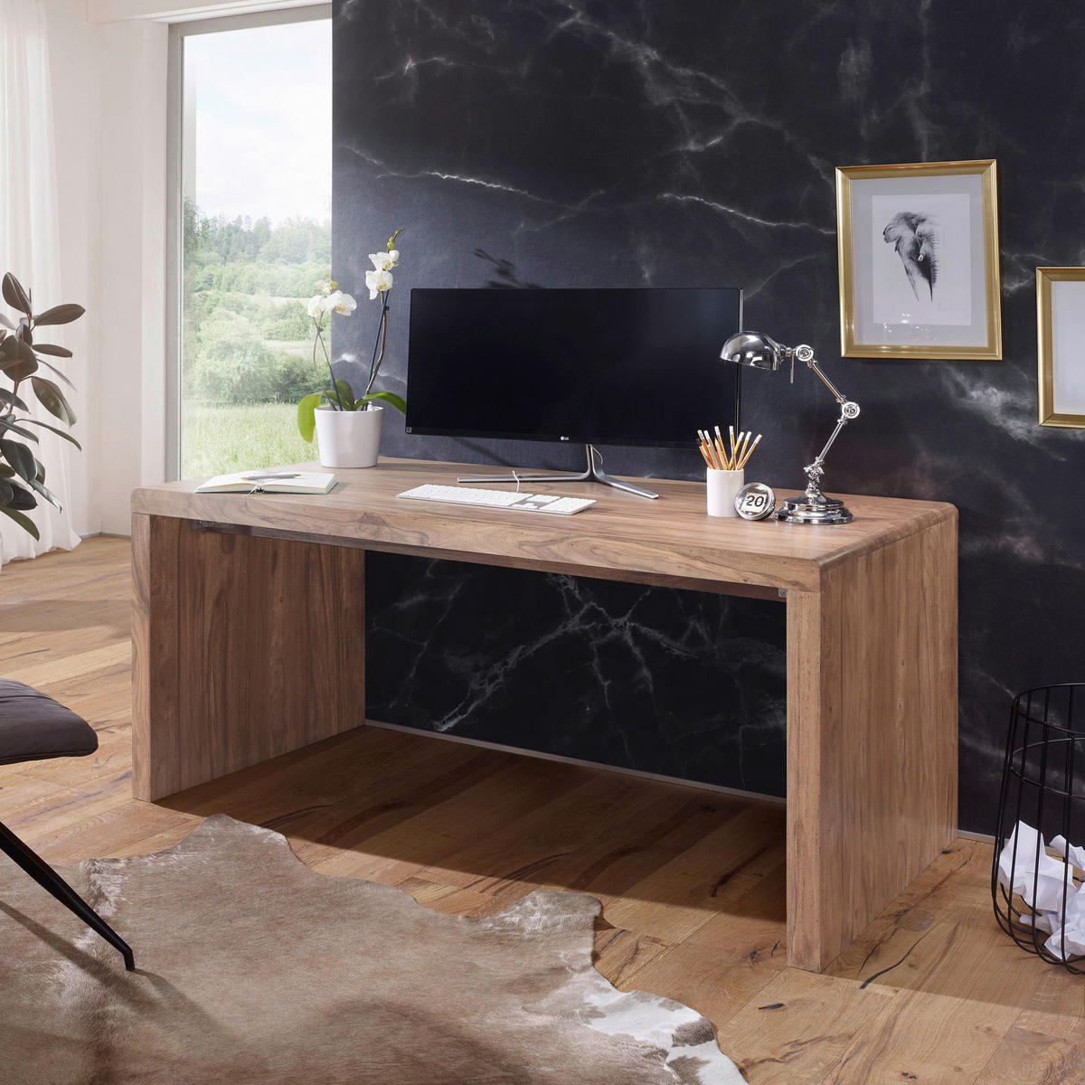 Schreibtisch natur B/H/T: ca. 140x76x80 cm Schreibtisch - natur (140,00/76,00/80,00cm) - Wohnling