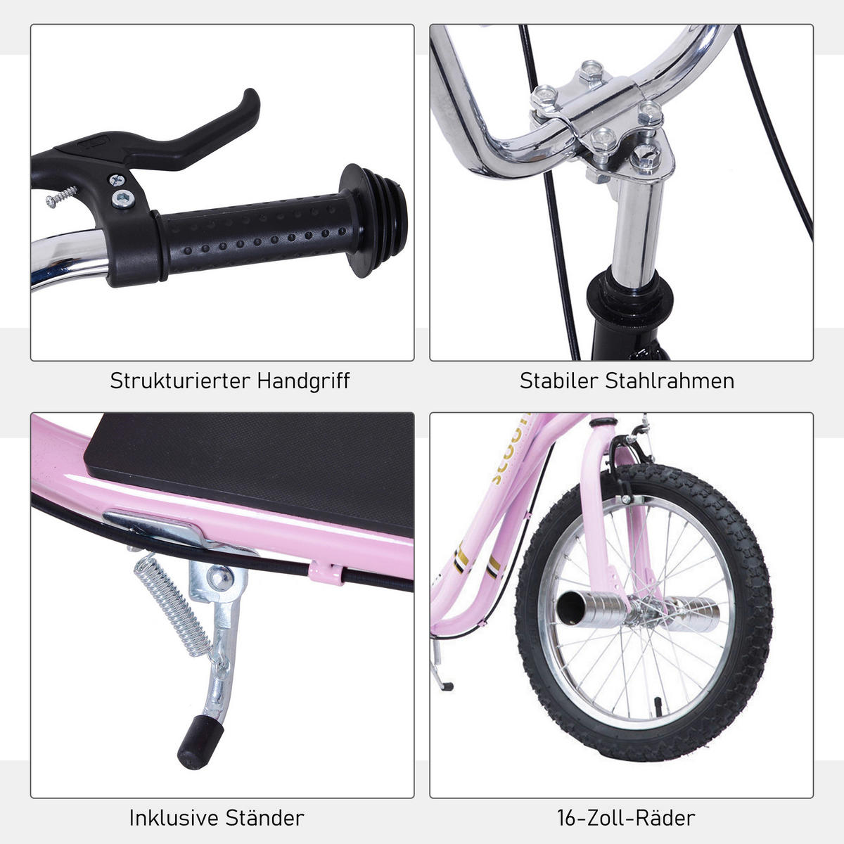 HOMCOM Kinderroller rosa Kinderroller - rosa (143,00/58,00/100,00cm) - HOMCOM
