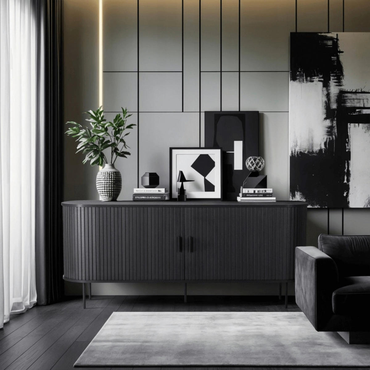 Kommode SELVA schwarz B/H/T: ca. 180x76x40 cm SELVA - schwarz (180,00/76,00/40,00cm) - WIPMEB