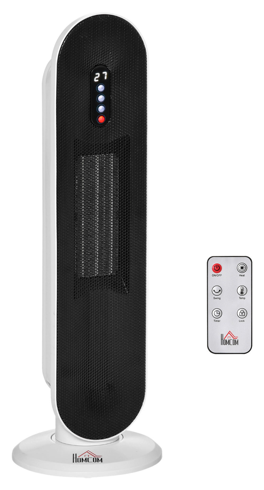 HOMCOM Heizlüfter weiß schwarz Polypropylen Edelstahl Metall B/H/L: ca. 21x21x63,5 cm Heizgerät - weiß/schwarz (63,50/21,00/21,00cm) - HOMCOM