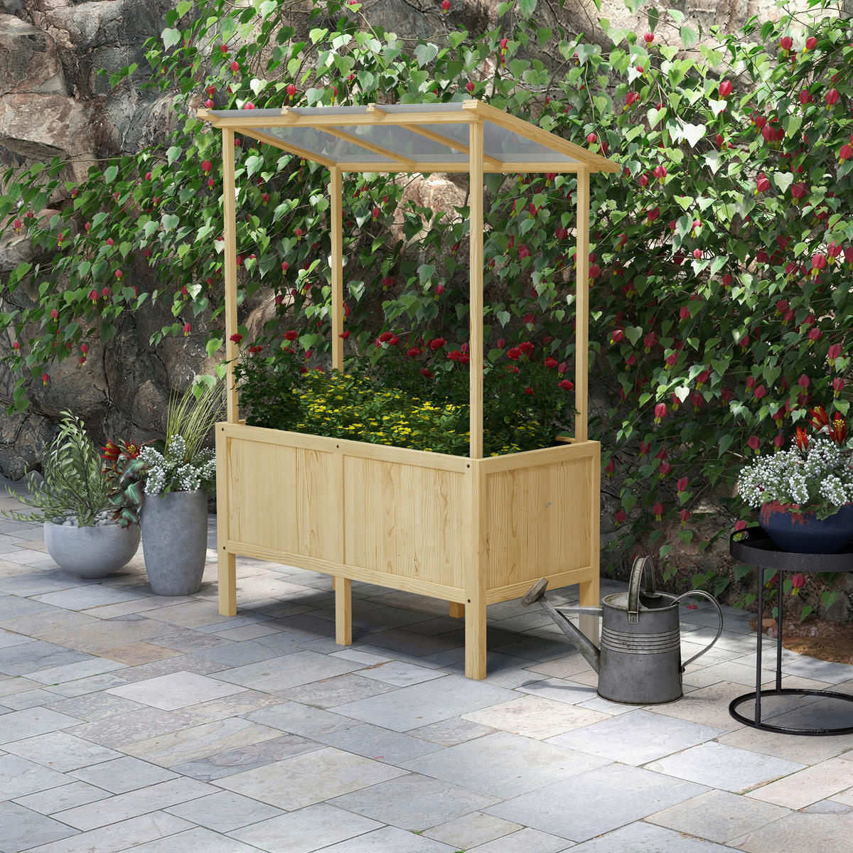 Outsunny Hochbeet natur Edelstahl B/H/L: ca. 60x110x152 cm Hochbeet - natur (152,00/60,00/110,00cm) - Outsunny