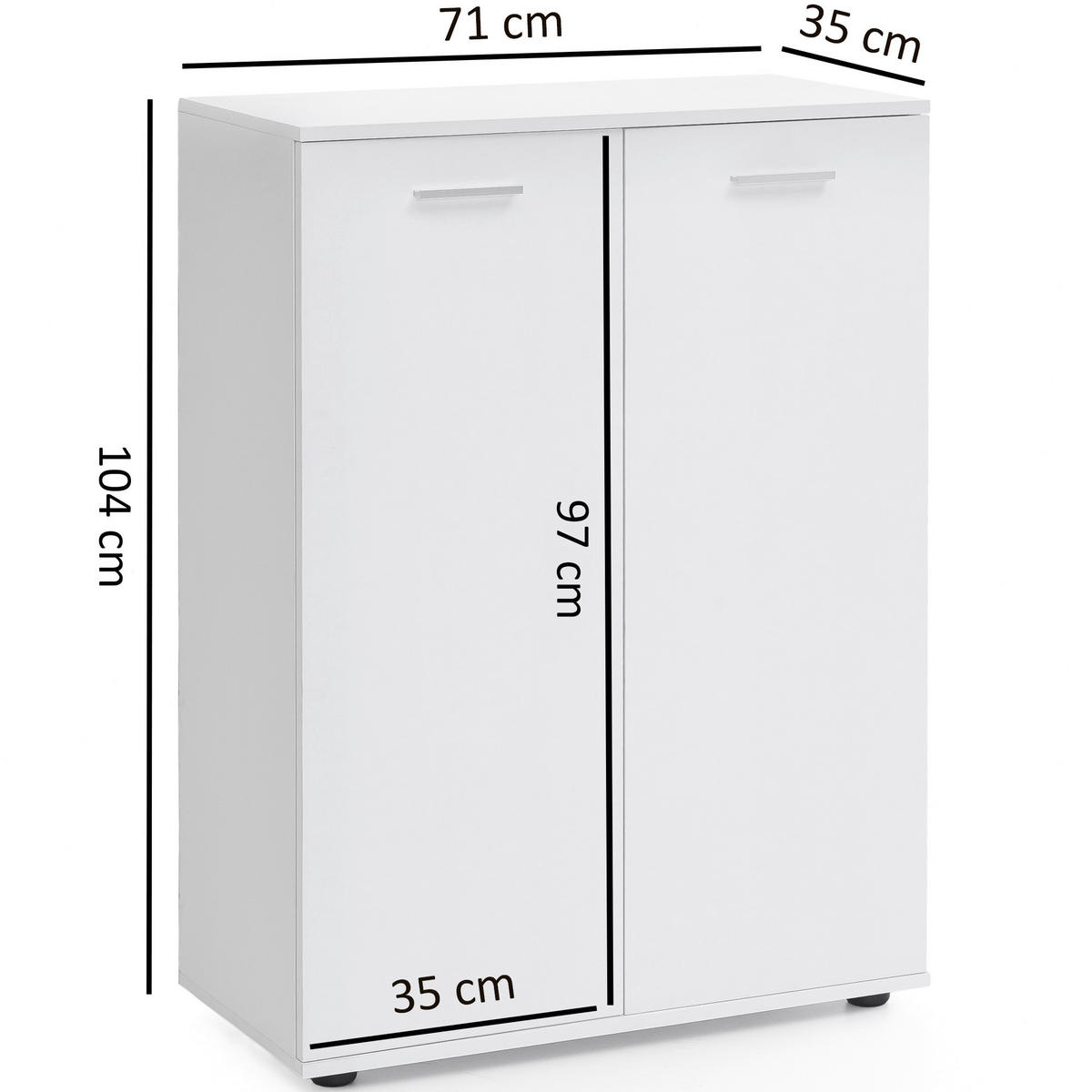 Kommode weiß B/H/T: ca. 71x104x35 cm Kommode - weiß (71,00/104,00/35,00cm) - Wohnling