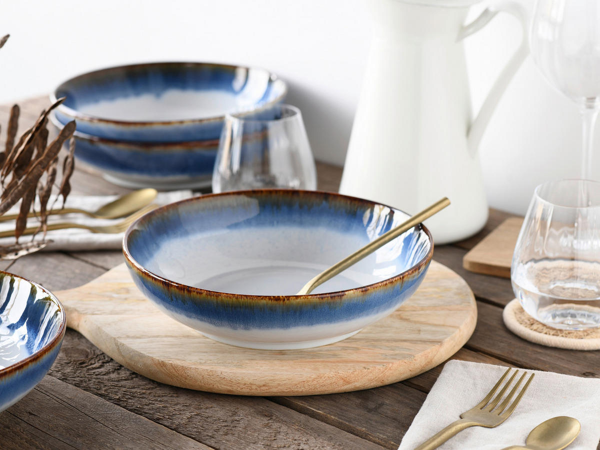 CreaTable Schüssel-Set Cascade blau Steinzeug Cascade - blau - CreaTable