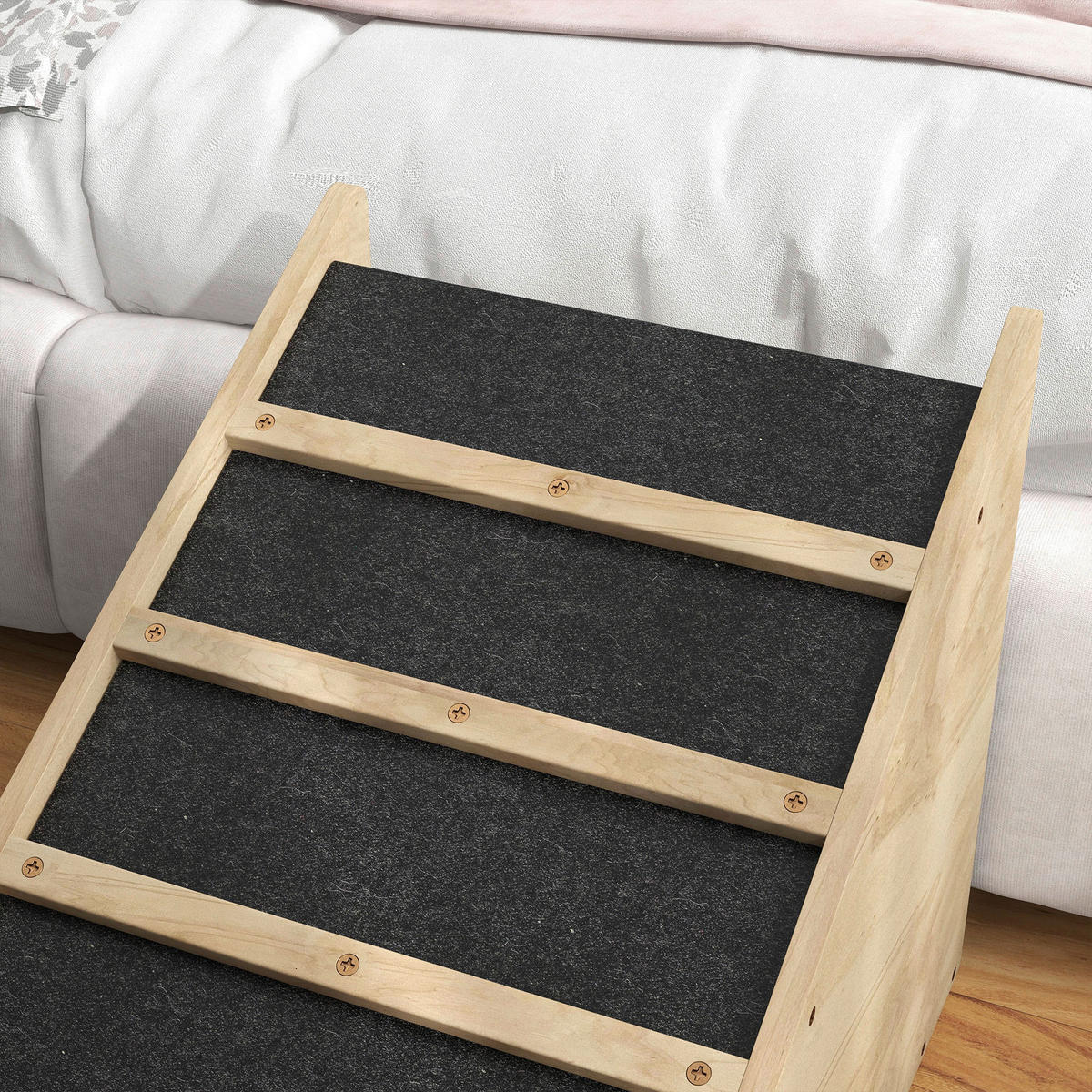 PawHut Haustierrampe natur Holz B/H/L: ca. 40x90x45 cm Haustierrampe - natur/grau (45,00/40,00/90,00cm) - PawHut