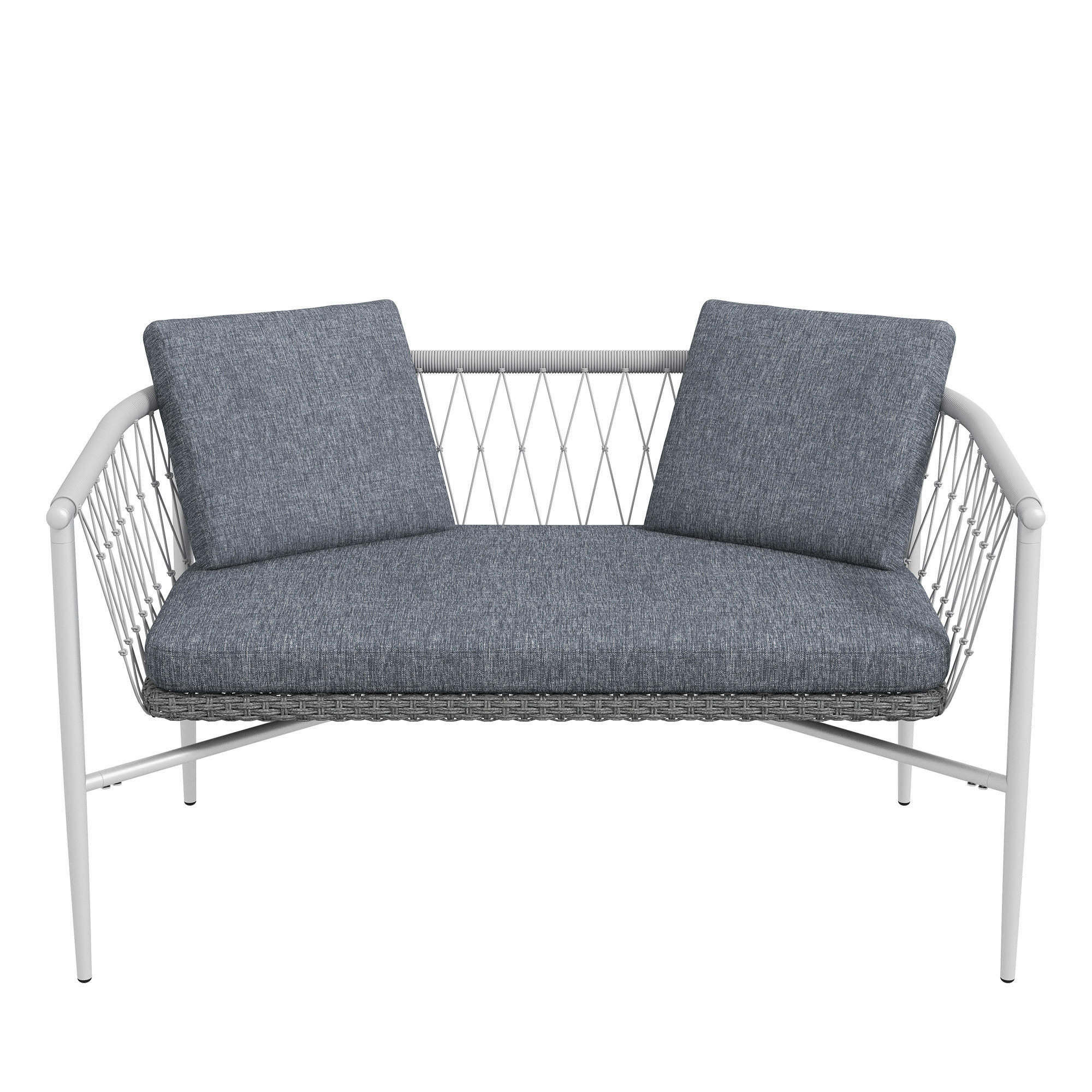 Outsunny Sitzgruppe grau Edelstahl B/H/L: ca. 68x121x67 cm Rattan_Gartenmöbel-Set - grau (67,00/68,00/121,00cm) - Outsunny