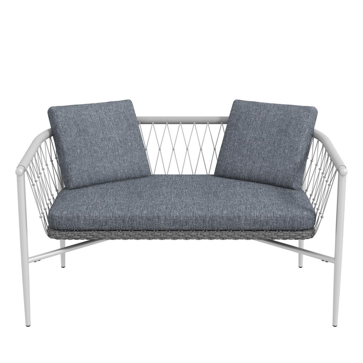 Outsunny Sitzgruppe grau Edelstahl B/H/L: ca. 68x121x67 cm Rattan_Gartenmöbel-Set - grau (67,00/68,00/121,00cm) - Outsunny