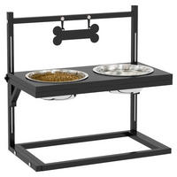 PawHut Tier-Zubehör schwarz Edelstahl B/H/L: ca. 22x40,5x39 cm Futterstation - schwarz (39,00/22,00/40,50cm) - PawHut