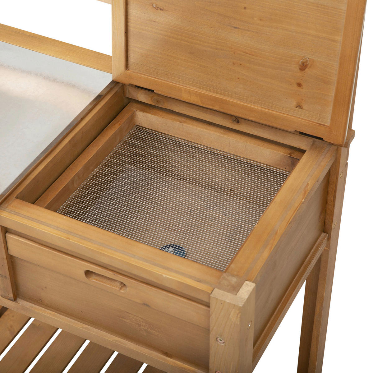 Outsunny Pflanztisch mit Haken natur B/H/L: ca. 42x142x80 cm Pflanztisch 845-375 - natur (80,00/42,00/142,00cm) - Outsunny