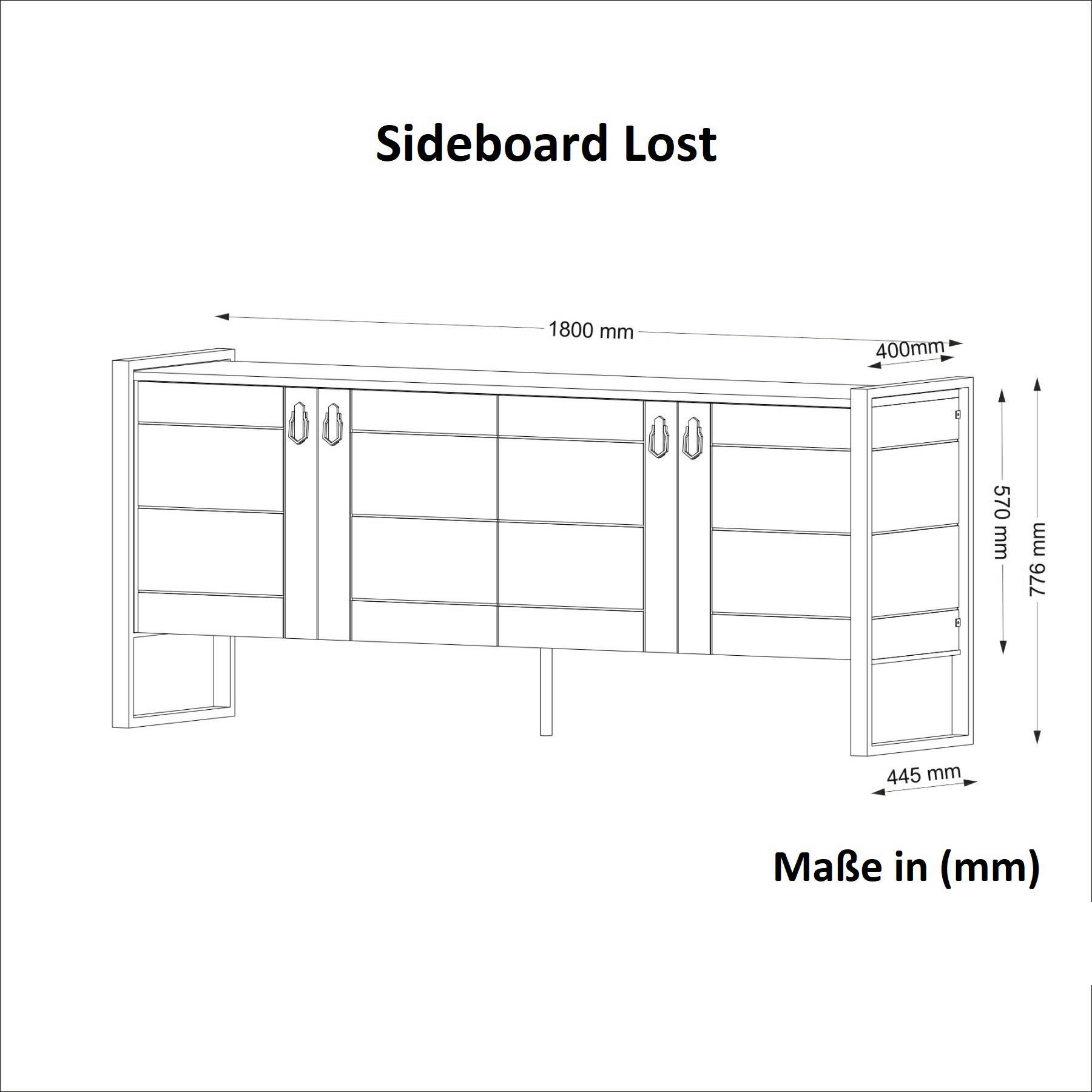 Sideboard Lost walnuss Nachbildung B/H/T: ca. 185x78x40 cm Lost - walnuss (185,00/78,00/40,00cm) - moebel17