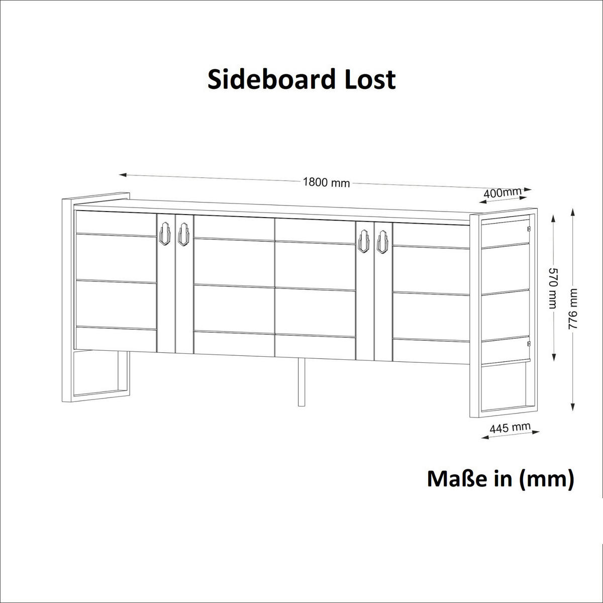 Sideboard Lost walnuss Nachbildung B/H/T: ca. 185x78x40 cm Lost - walnuss (185,00/78,00/40,00cm) - moebel17