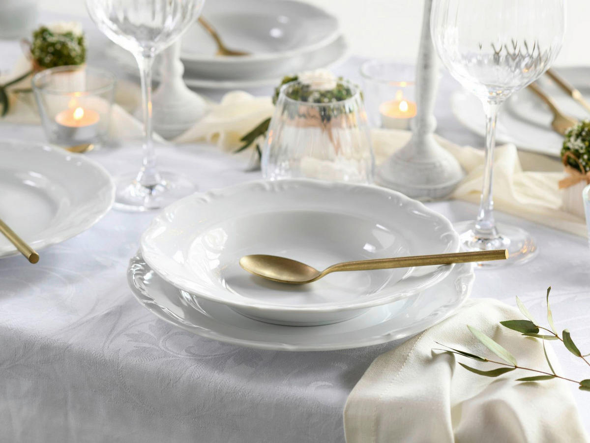 CreaTable Tafelservice Maria Theresia weiß Porzellan 12 tlg. Maria Theresia - weiß - CreaTable