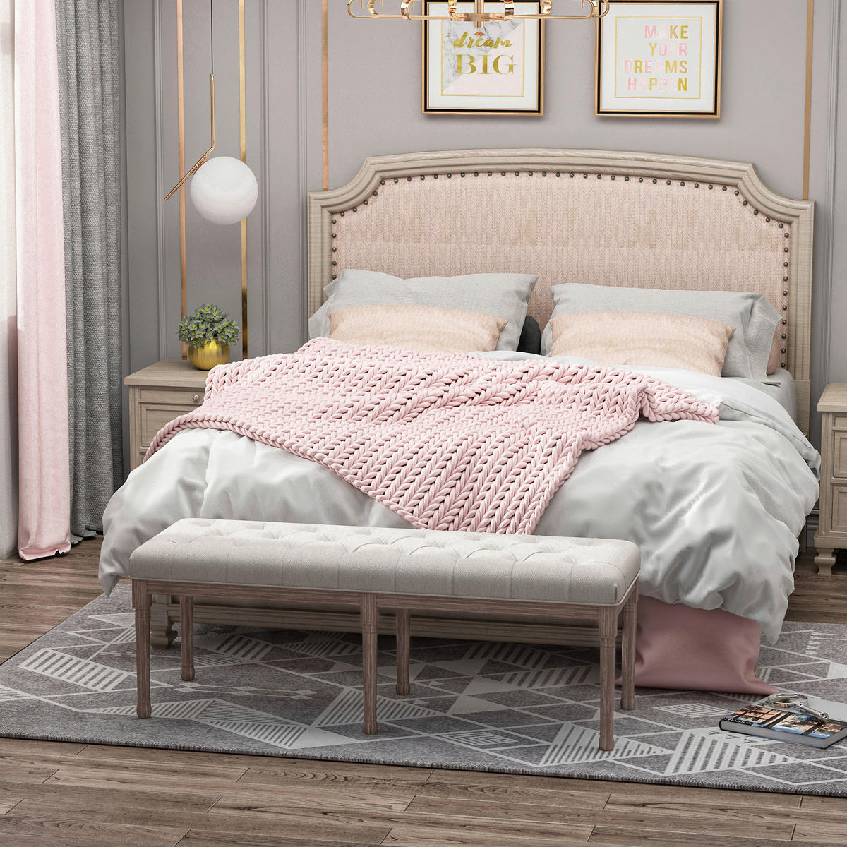 Polsterbank 831-227 beige B/H/T: ca. 142x51x47 cm 831-227 - braun/beige (142,00/51,00/47,00cm) - HOMCOM