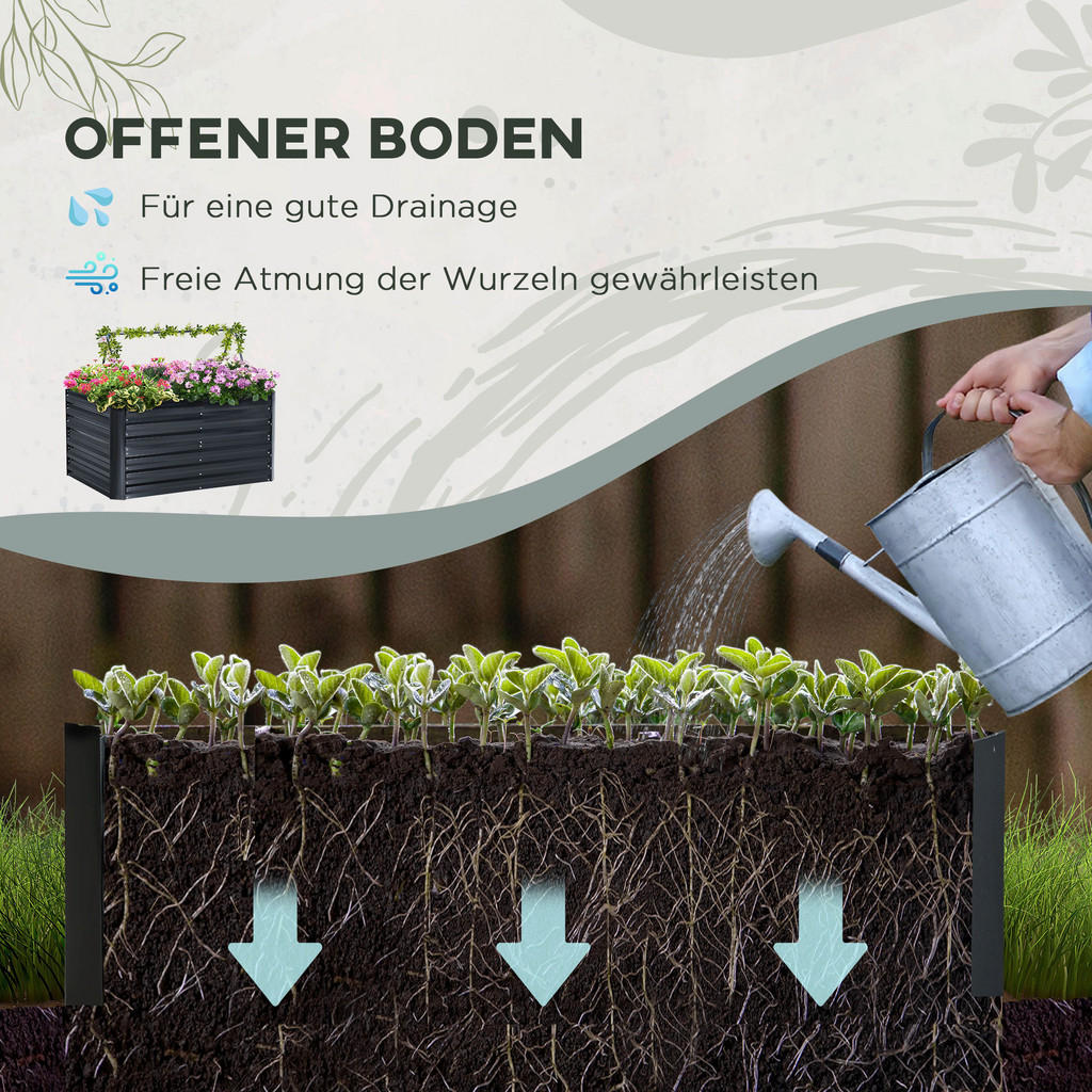 Thumbnail - Outsunny Hochbeet dunkelgrau B/H/L: ca. 90x59x120 cm