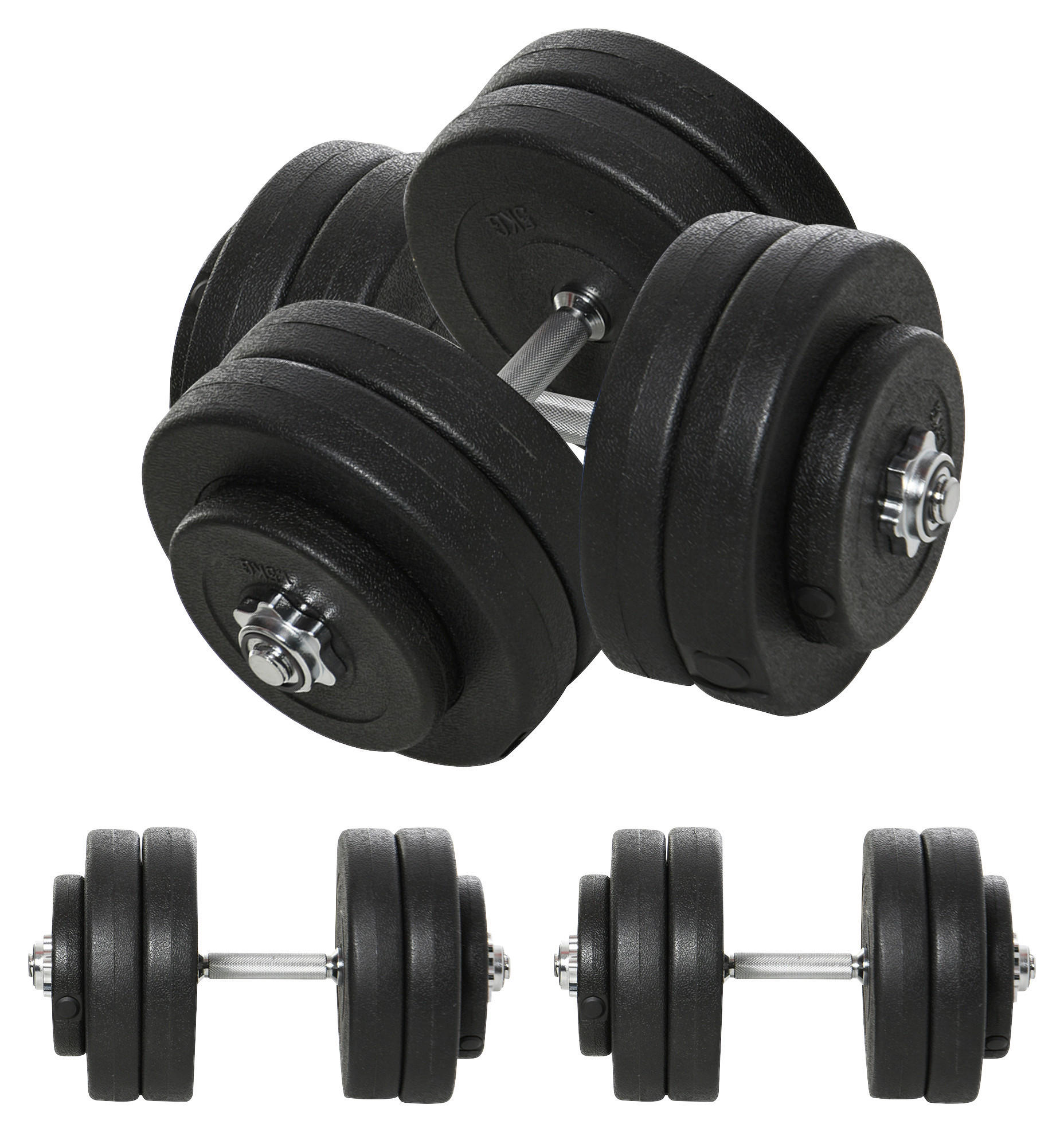 HOMCOM Hantel-Set schwarz Kunststoff B/H/L: ca. 24,5x24,5x4,3 cm Kurzhantel-Set - schwarz (4,30/24,50/24,50cm) - HOMCOM