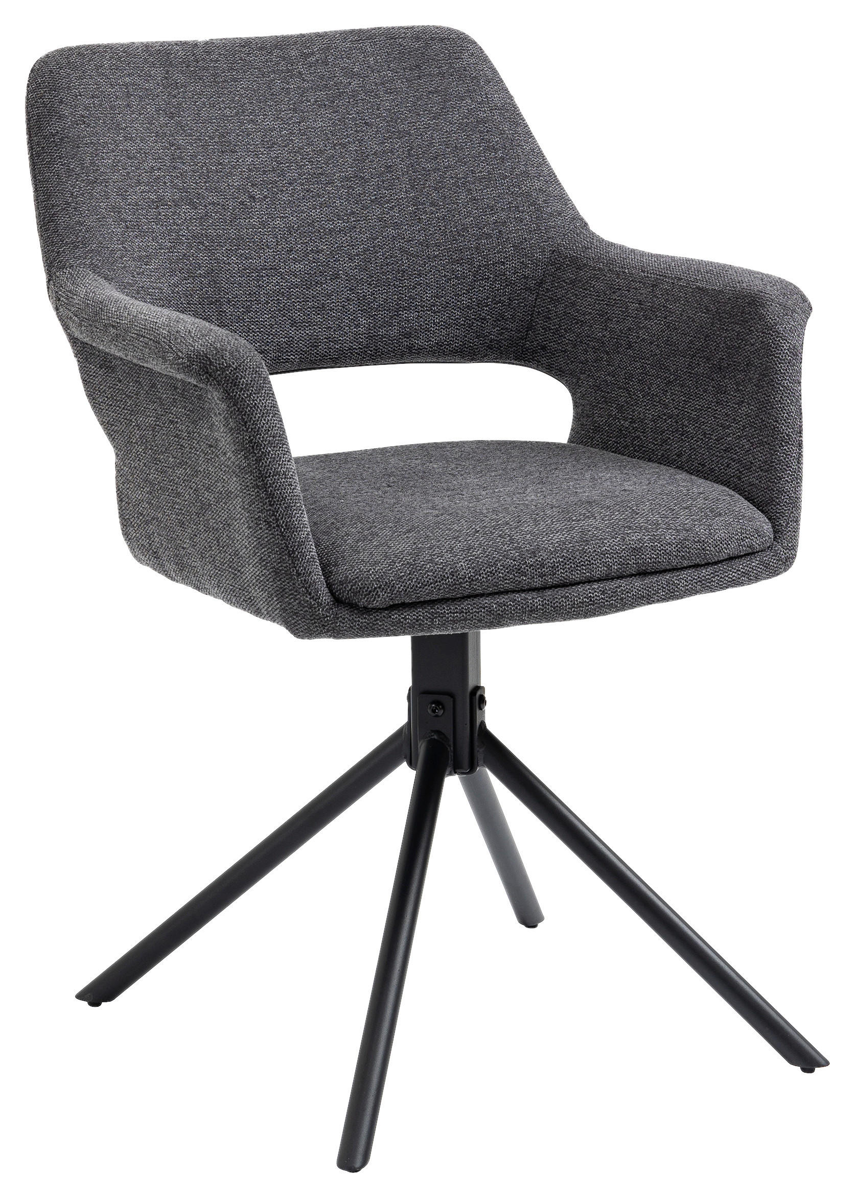Stuhl ELEONORE 2er-Set grau schwarz Webstoff Metall B/H/T: ca. 57x84x61 cm ELEONORE 2er-Set - schwarz/grau (57,00/84,00/61,00cm) - byLIVING