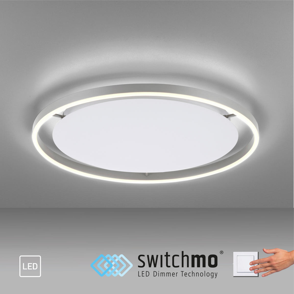 Just Light LED-Deckenleuchte RITUS 15392-95 weiß Alu Metall H/D: ca. 5,3x58,5 cm 1 Brennstellen RITUS - weiß/Alu (58,50/5,30cm) - Just Light