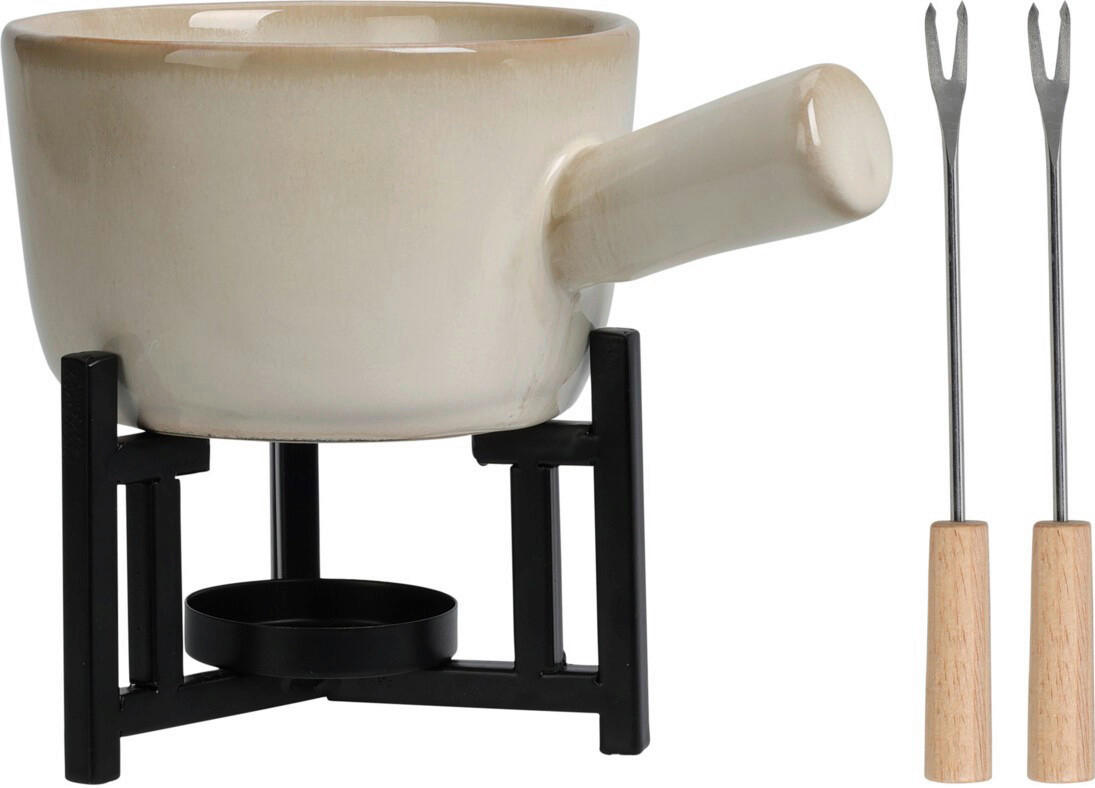 Fondue Set sand Porzellan