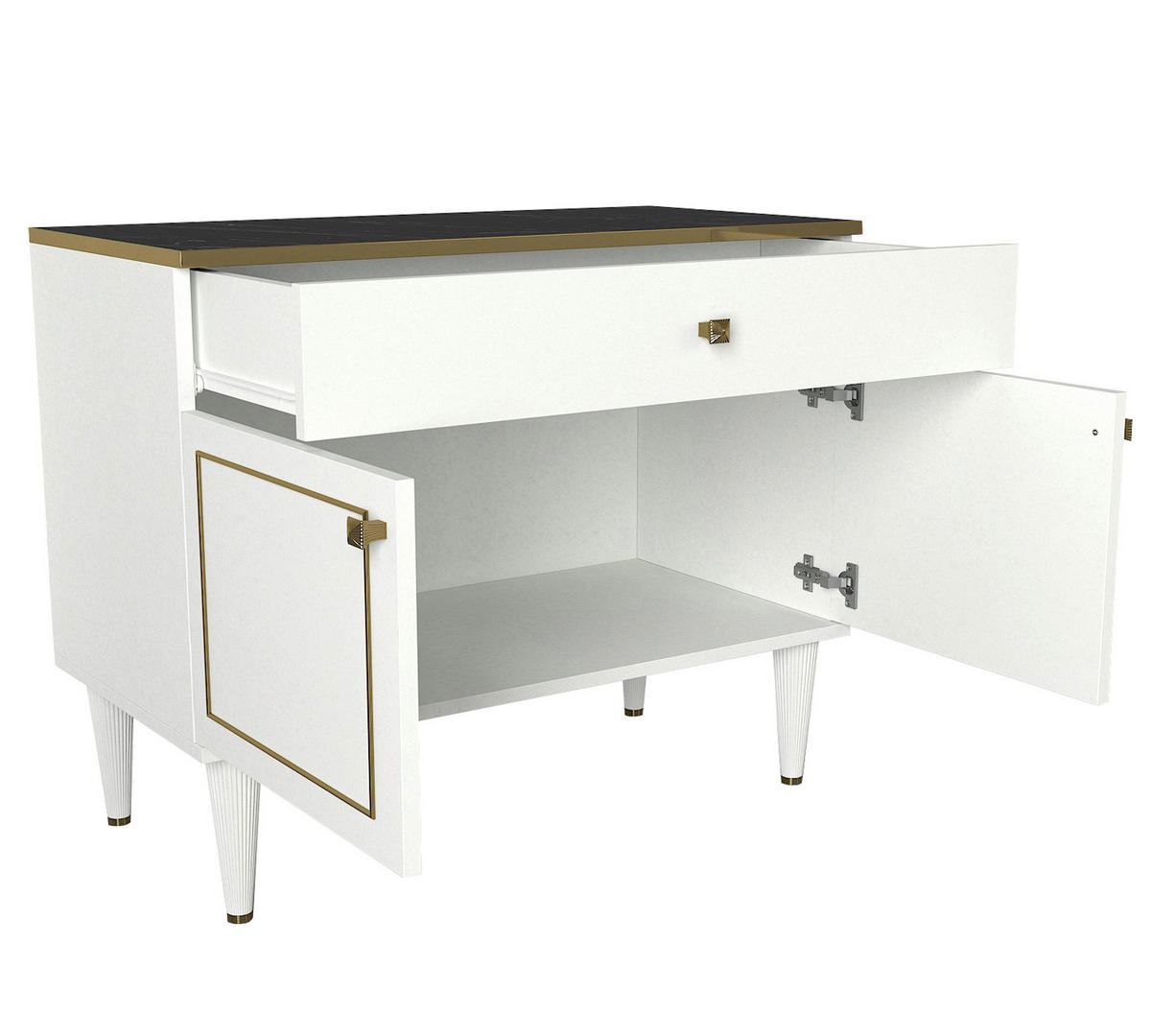 Kommode Ravenna weiß Marmoroptik B/H/T: ca. 90x76x44,8 cm Ravenna - weiß/Marmoroptik (90,00/76,00/44,80cm) - moebel17