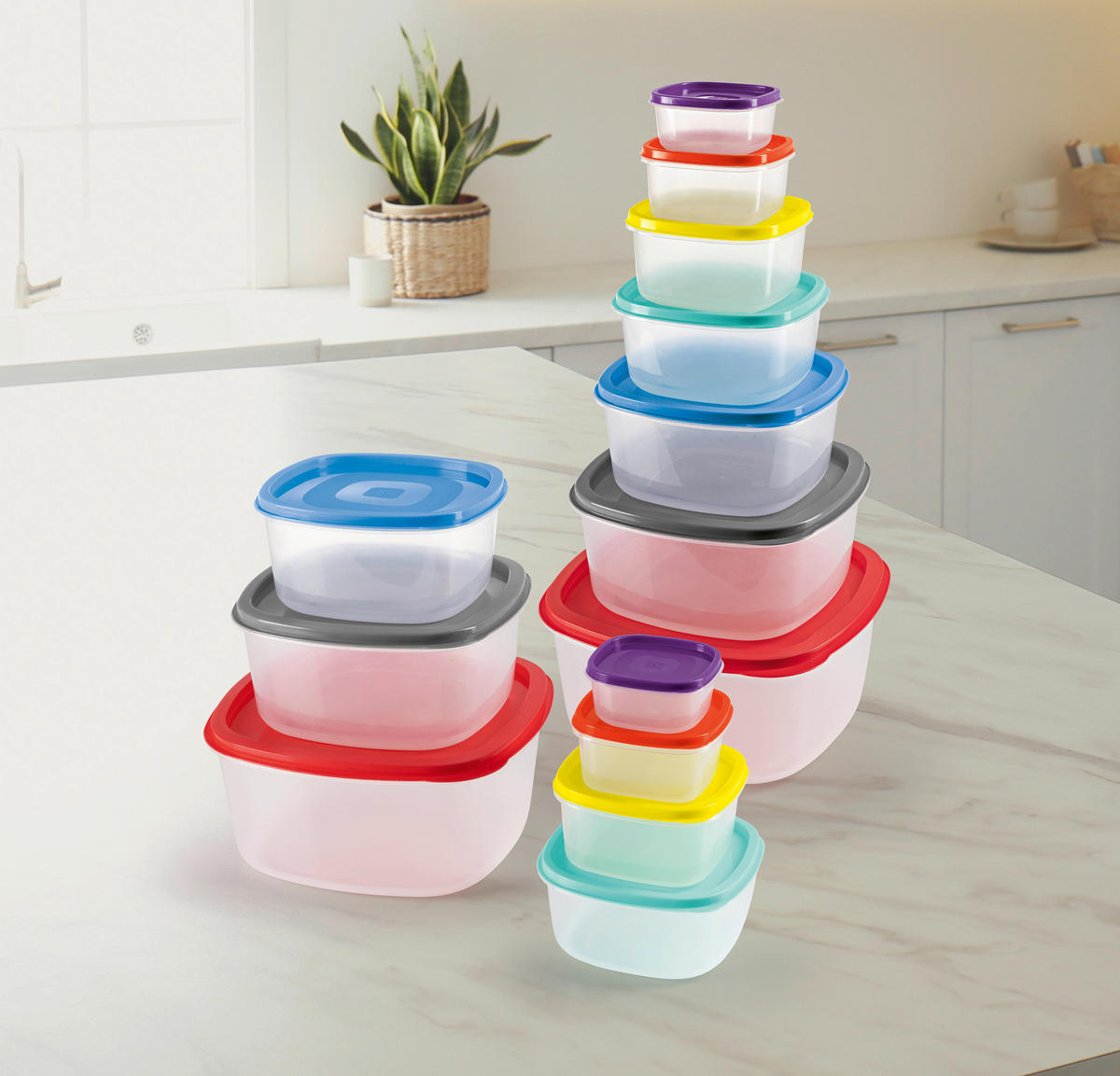 GOURMETmaxx Haushaltshelfer bunt Frischhaltedosen_28tlg.GOURMETmaxx - bunt/transparent - GOURMETmaxx