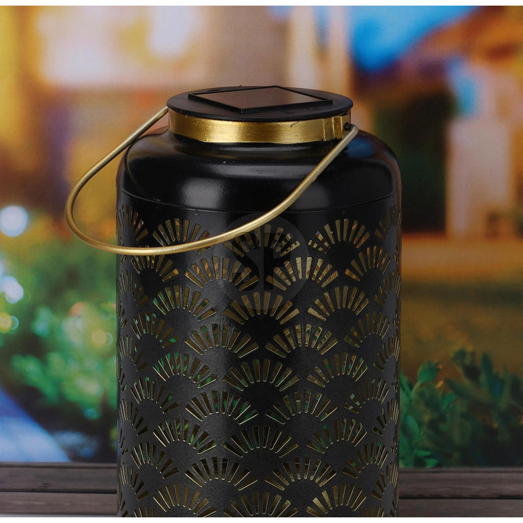 Thumbnail - Solarlaterne schwarz Metall B/H/L: ca. 13x13x23,5 cm