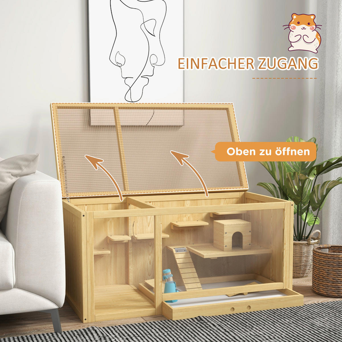PawHut Tier-Zubehör natur Polypropylen B/H/L: ca. 50x100x50 cm Hamsterkäfig - natur (50,00/50,00/100,00cm) - PawHut