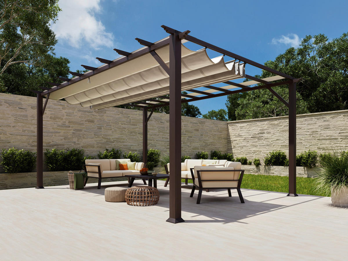 Paragon Outdoor Pavillon Florenz dunkelbraun Metall B/H/L: ca. 505x236x350 cm Florenz - dunkelbraun (350,00/505,00/236,00cm) - Paragon Outdoor