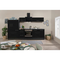 Respekta Küchenblock Amanda schwarz Hochglanz B/H/T: ca. 300x200x60 cm Amanda - schwarz/Edelstahloptik (300,00/200,00/60,00cm) - Respekta