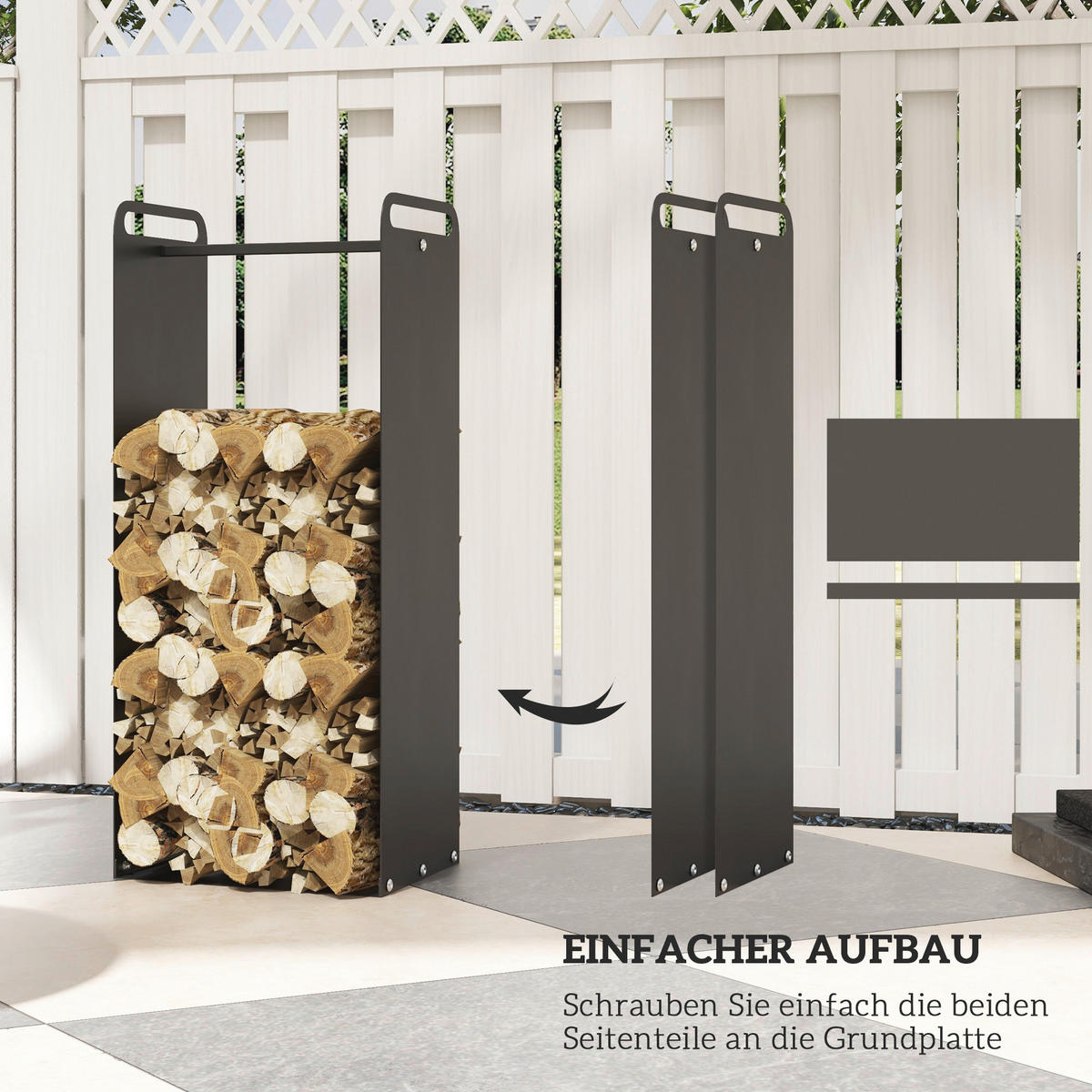 Outsunny Kaminholzregal schwarz B/H/L: ca. 30x90x37 cm Kaminholzregal - schwarz (37,00/30,00/90,00cm) - Outsunny