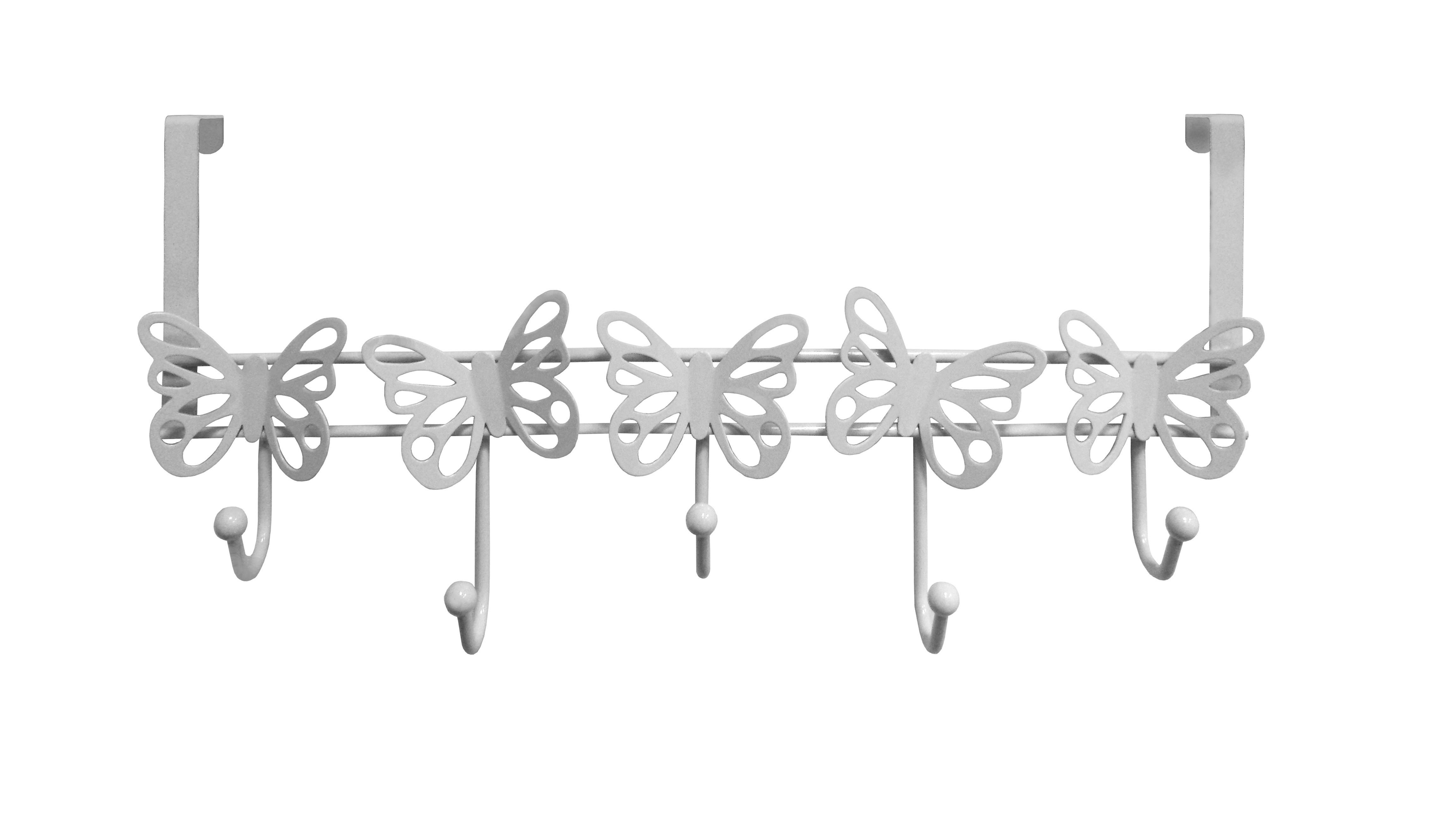 Türgarderobe Butterfly weiß pulverbeschichtet Metall B/H/T: ca. 48x22x5 cm Butterfly - weiß (48,00/22,00/5,00cm)