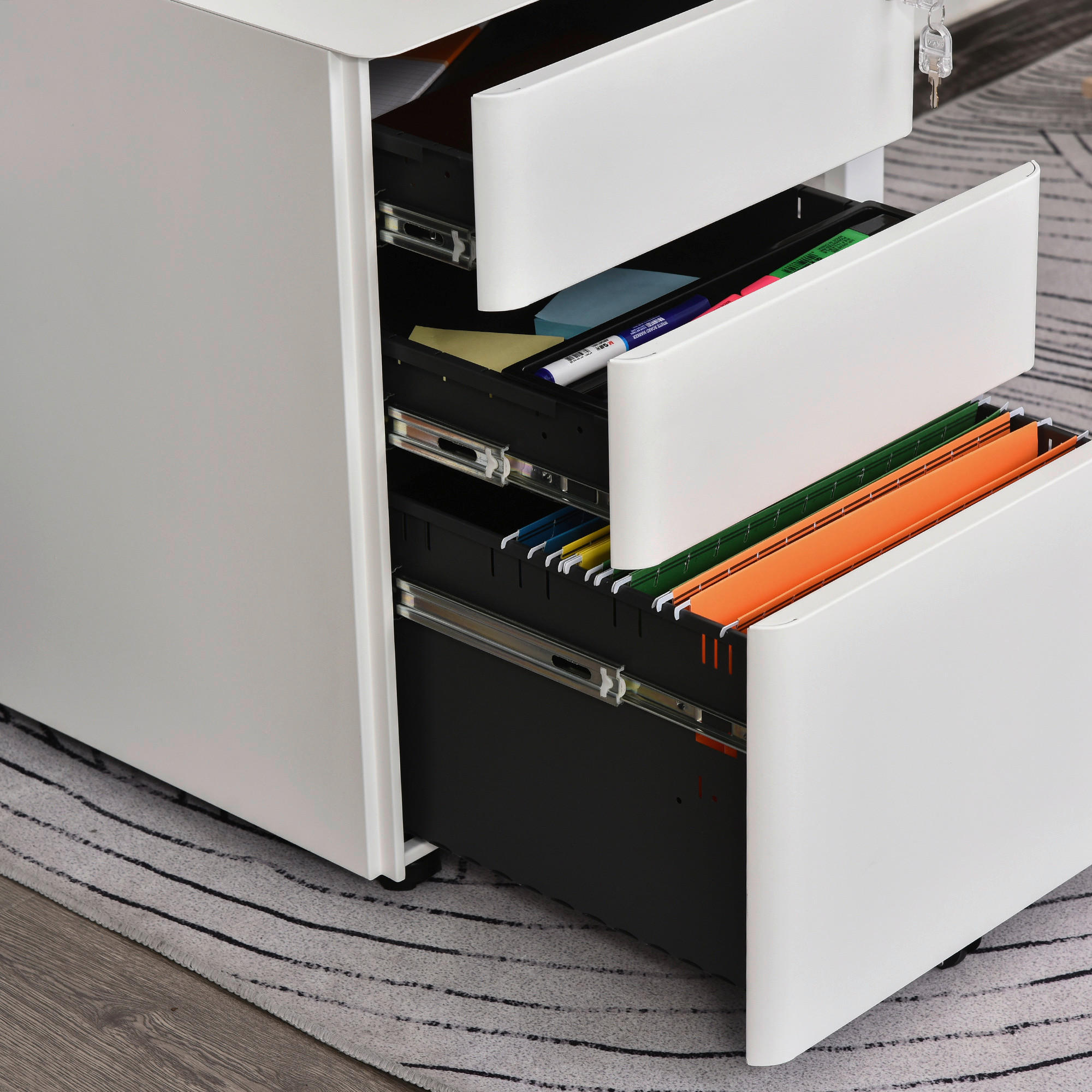 Rollcontainer 924-006WT weiß B/H/T: ca. 39x59x48 cm 924-006WT - weiß (39,00/59,00/48,00cm) - Vinsetto