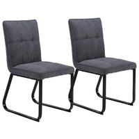 Stuhl TALEA  2er-Set dunkelgrau schwarz Webstoff Metall B/H/T: ca. 46x86x55 cm TALEA  2er-Set - schwarz/dunkelgrau (46,00/86,00/55,00cm) - byLIVING