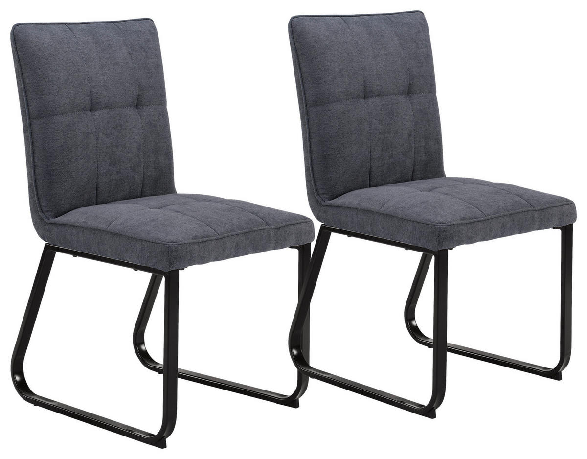 Stuhl TALEA  2er-Set dunkelgrau schwarz Webstoff Metall B/H/T: ca. 46x86x55 cm TALEA  2er-Set - schwarz/dunkelgrau (46,00/86,00/55,00cm) - byLIVING