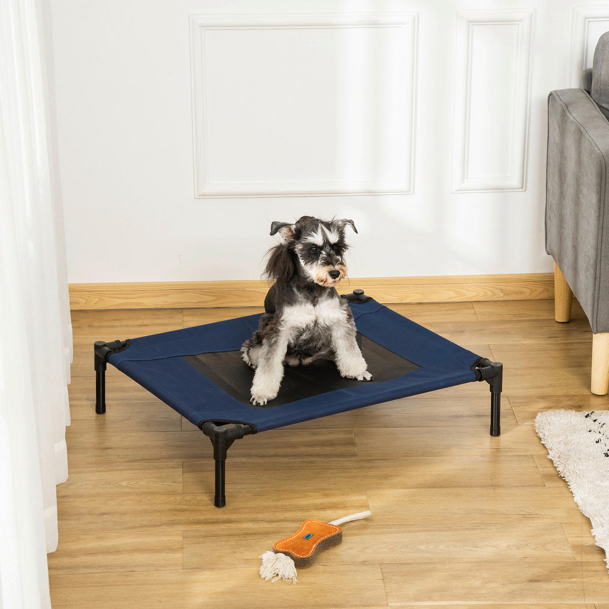 PawHut Hunde-Zubehör blau Edelstahl B/H/L: ca. 61x76x18 cm Hundebett - blau (18,00/61,00/76,00cm) - PawHut
