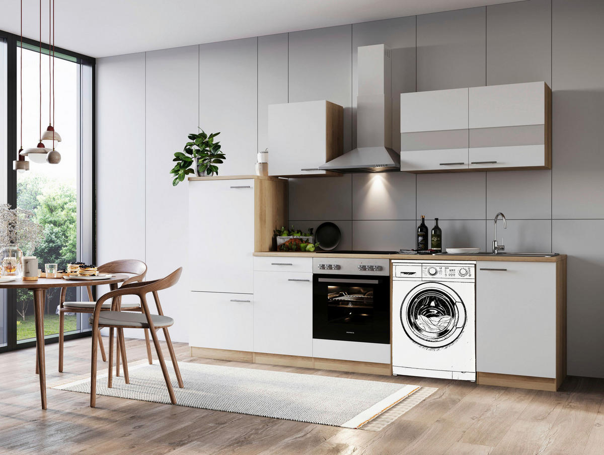 Respekta Küchenblock Merle weiß B/H/T: ca. 280x200x60 cm Merle - Eiche/weiß (280,00/200,00/60,00cm) - Respekta