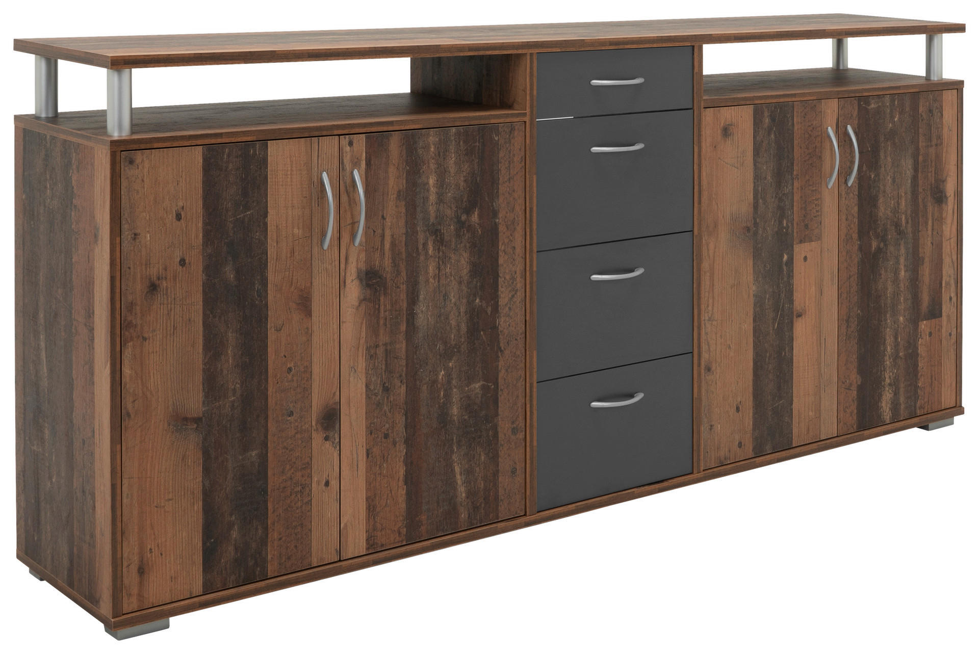 Sideboard Maximo Old Wood Nachbildung anthrazit B/H/T: ca. 208x94x38 cm Maximo - anthrazit (208,00/94,00/38,00cm)